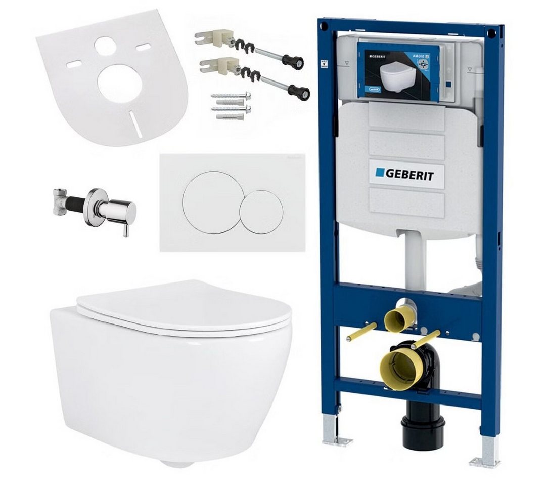 GEBERIT Tiefspül-WC GEBERIT-AL5512-SET, Geberit Hänge Wand Dusch WC Spülrandlos Toilette Taharet/Bidet