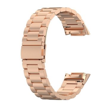 Wigento Smartwatch-Armband Für Fitbit Charge 6 / 5 Style Stahl Ersatz Armband Smart Uhr Pink