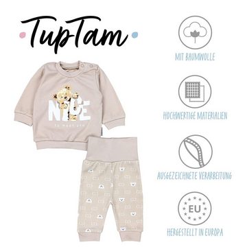 TupTam Erstausstattungspaket Baby Mädchen Langarmshirt mit Spruch Babyhose Babykleidung 2teilig