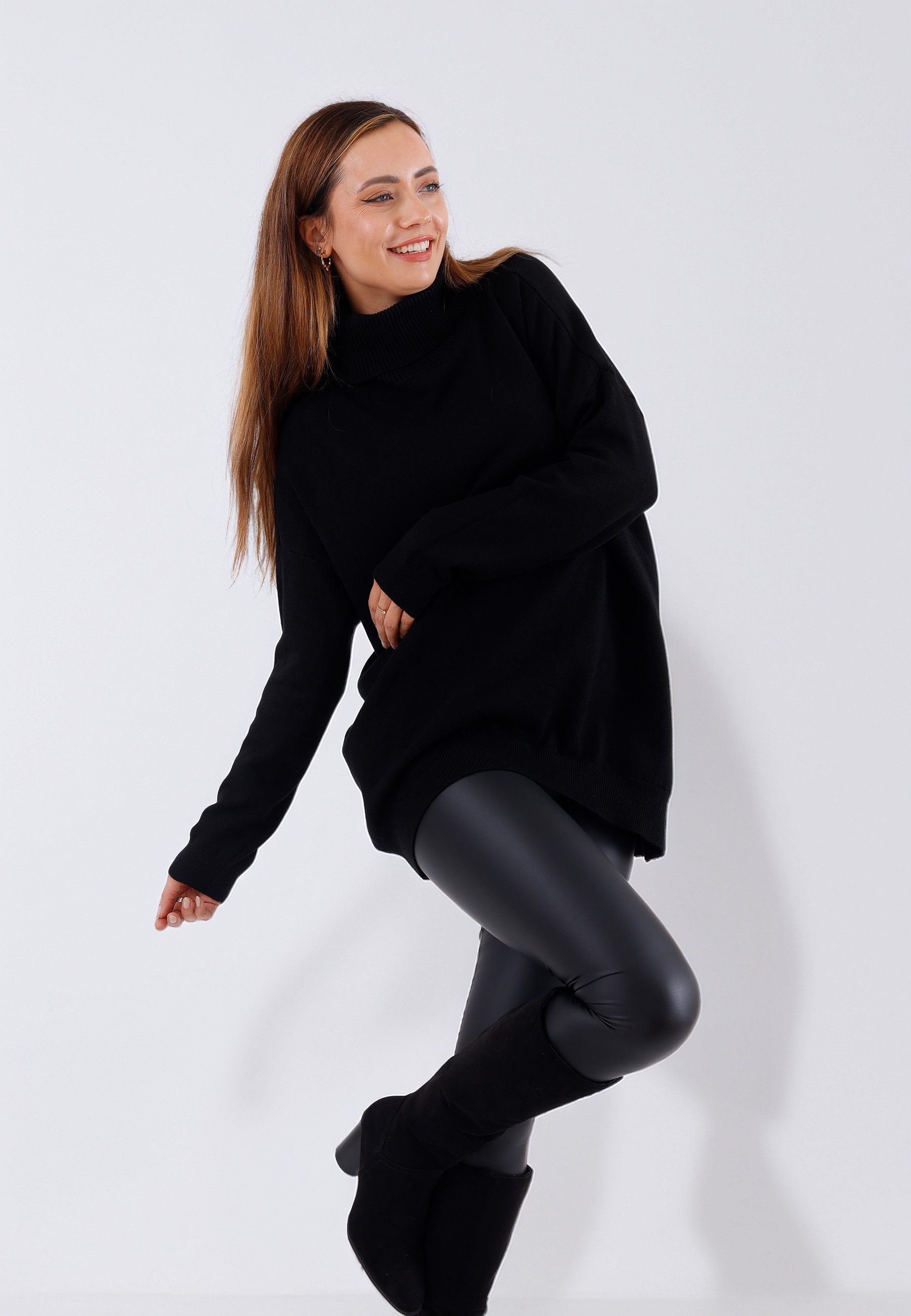 YC Fashion & Style Strickpullover Vokuhila-Rollkragenpullover – weich & läs günstig online kaufen