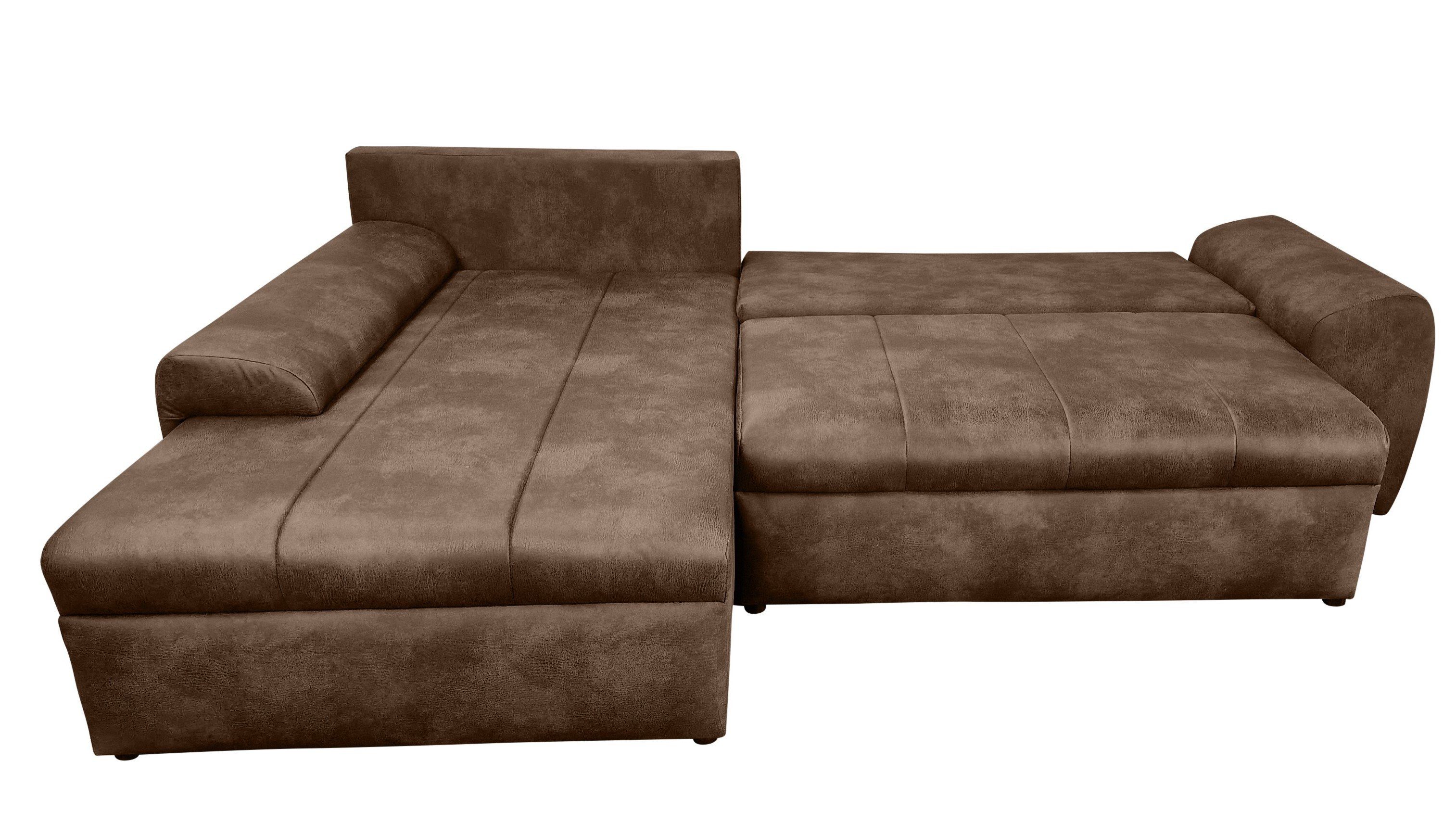 luma-home Ecksofa 18014, mit Bettfunktion B266/T186/H90 cm, Ottomane links, günstig online kaufen