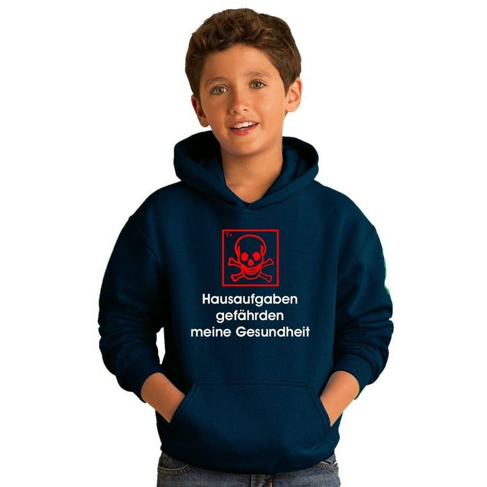 coole-fun-t-shirts Hoodie Hausaufgaben gefährden Meine Gesundheit ! Hoodie Sweatshirt mit Kapuze schwarz-rot Gr.128 140 152 164