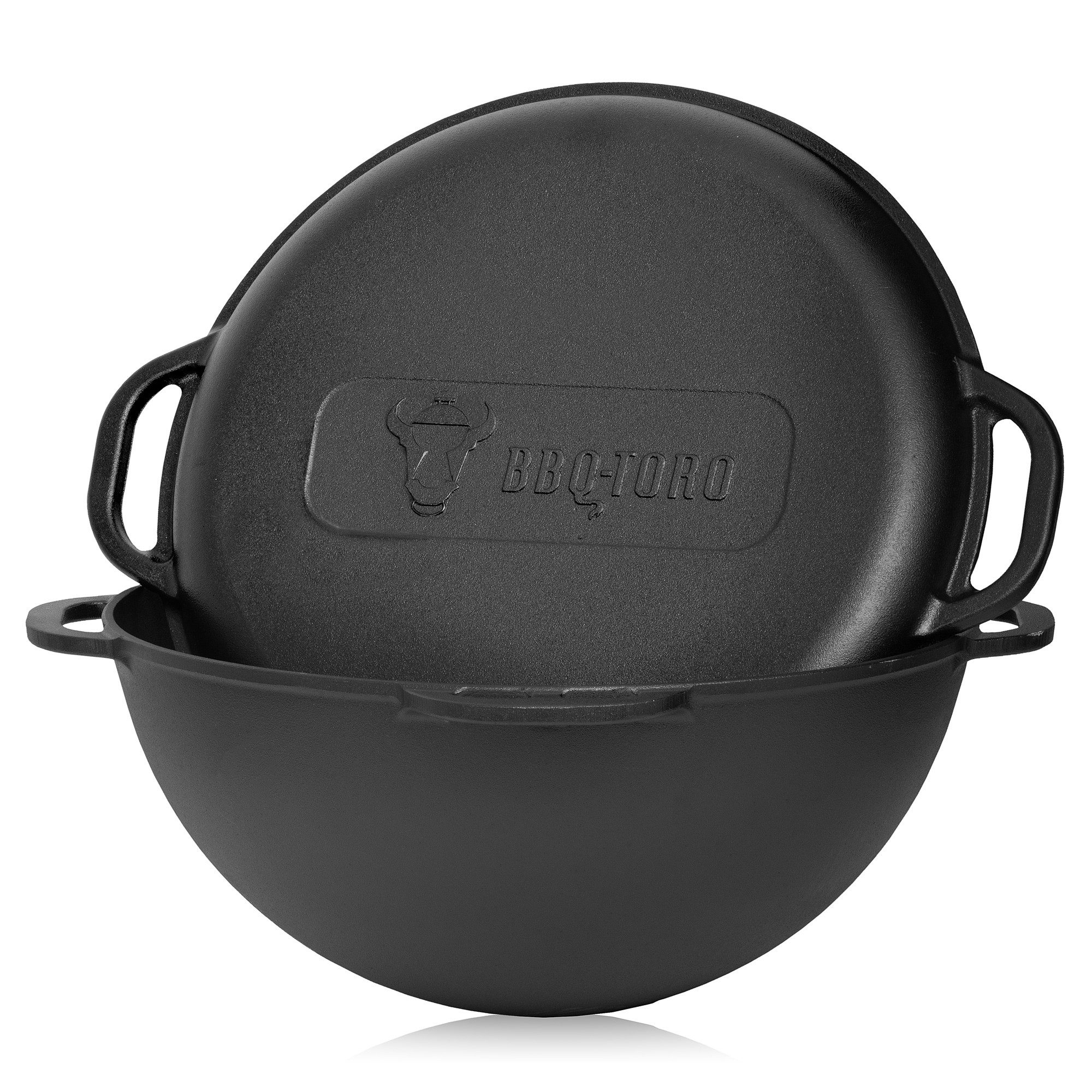 BBQ-Toro Grilltopf Kazan, Gusseisen Topf, 16 Liter, Grillwok preseasoned, Gusseisen (2-tlg), bereits eingebrannt - preseasoned