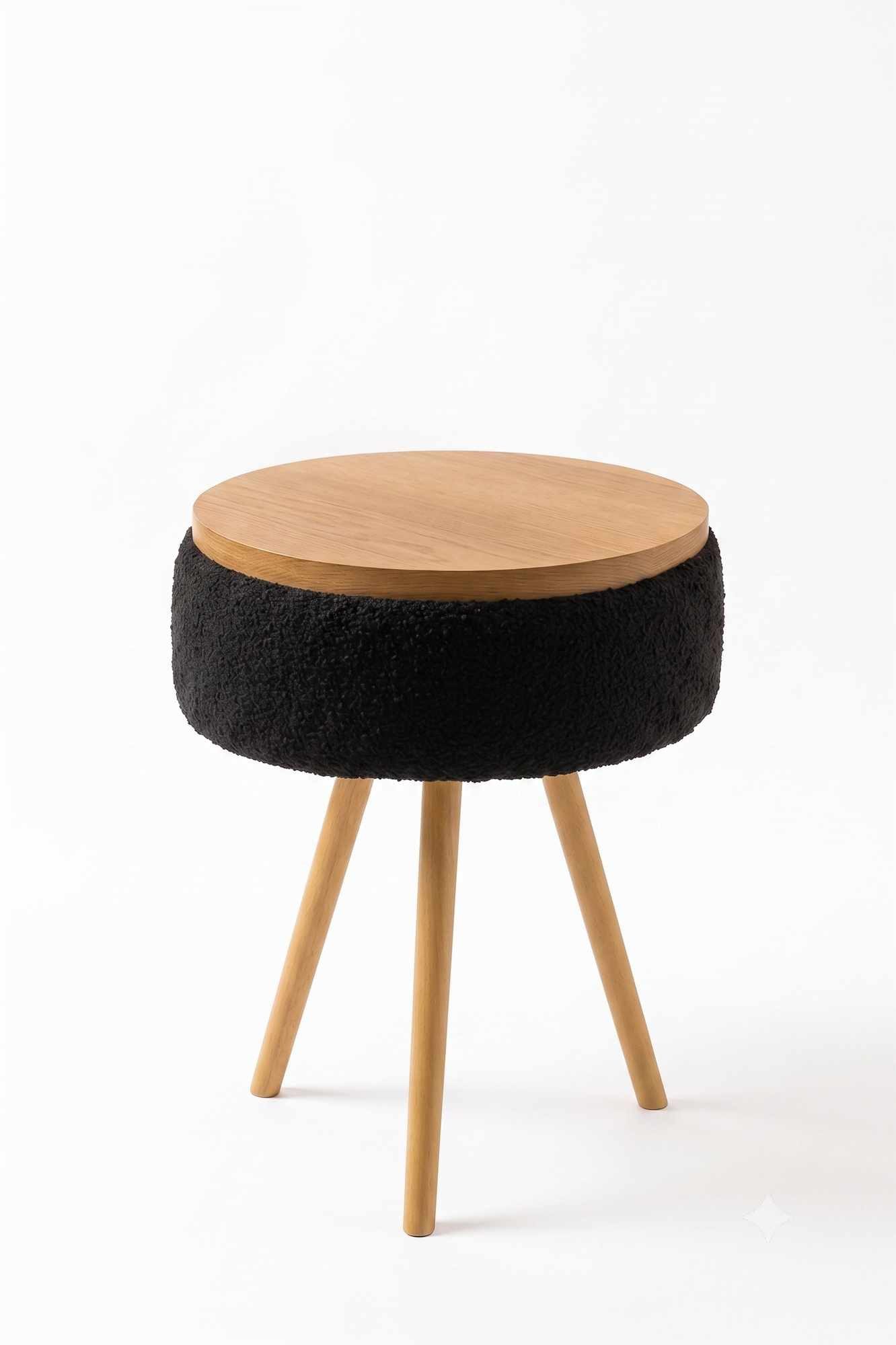 Skye Decor Beistelltisch Snug Japandi (1-St), Teddy-Optik mit Buchenholzbeinen