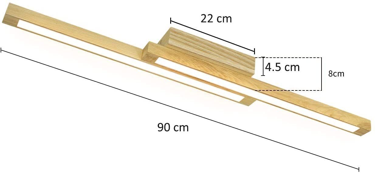 Nettlife LED Warmweiß, Deckenleuchte 3000K, Deckenlampe ‎LED, Innen watt 24 2-flammig Holz