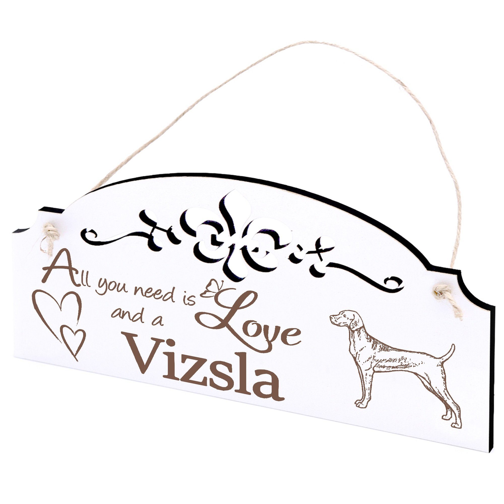 Dekolando Hängedekoration Vizsla Ungarischer Vorstehhund Deko 20x10cm All you need is Love | Dekohänger