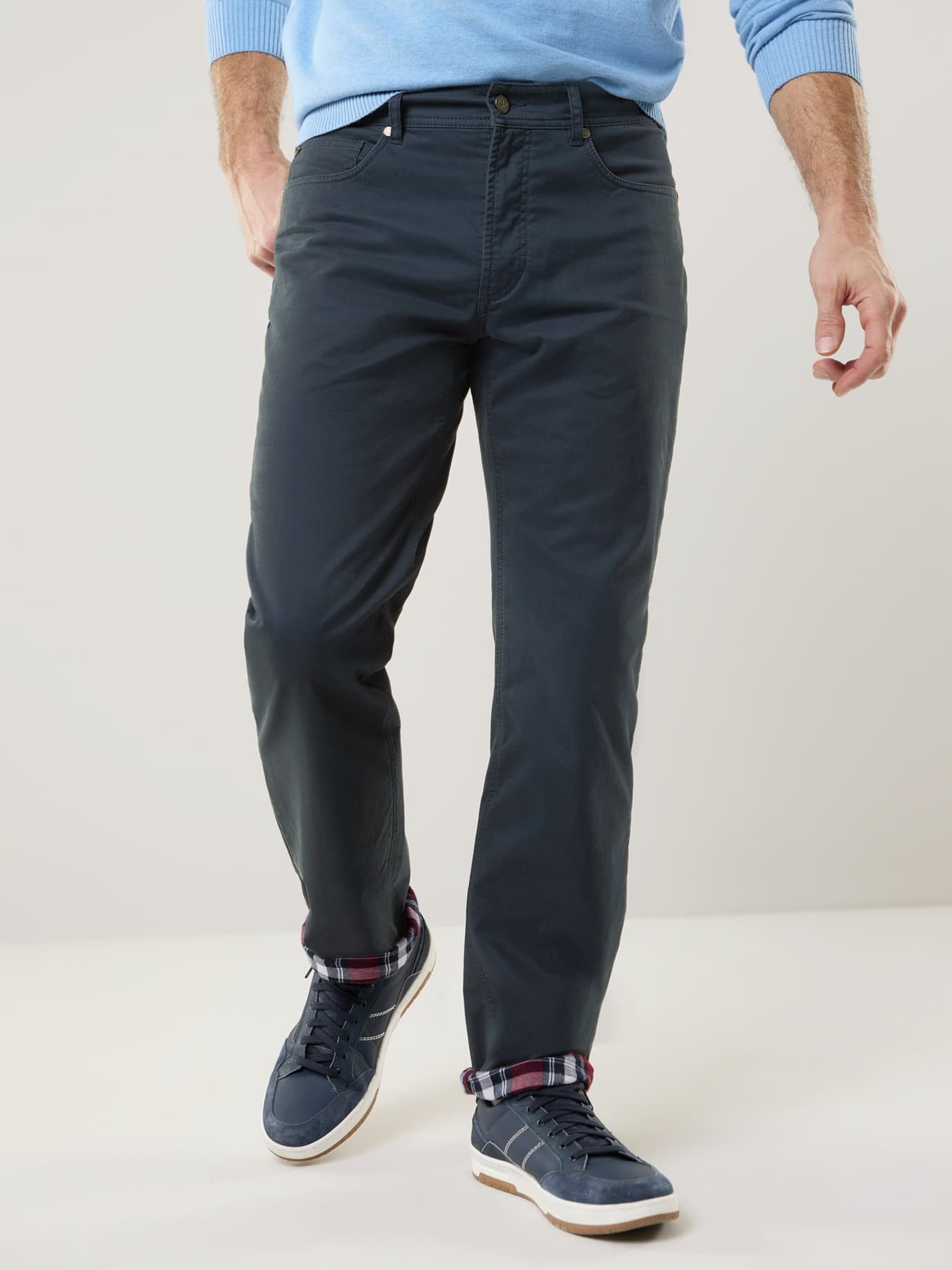 Walbusch 5-Pocket-Hose Herren Extraglatt Thermohose Five Pocket mit Flanellfutter Regular Fit Bügelfrei, elastischer Flex-Bund, warm & pflegeleicht – Winterhose