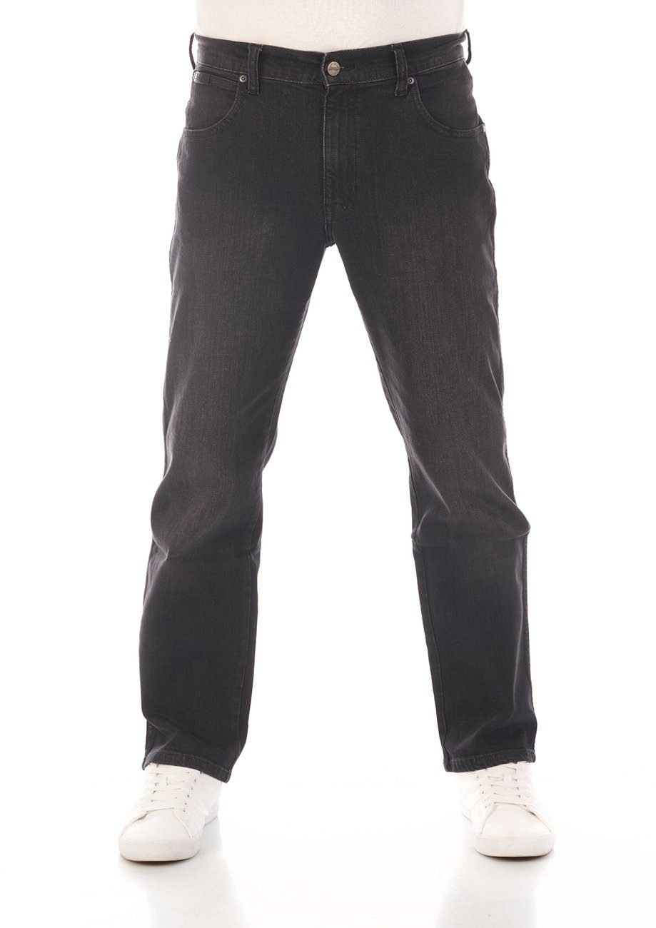 mit Black (WSS1HT240) Fit Texas Wrangler Jeanshose Straight-Jeans Regular Hose Stretch Denim Cash Herren Stretch