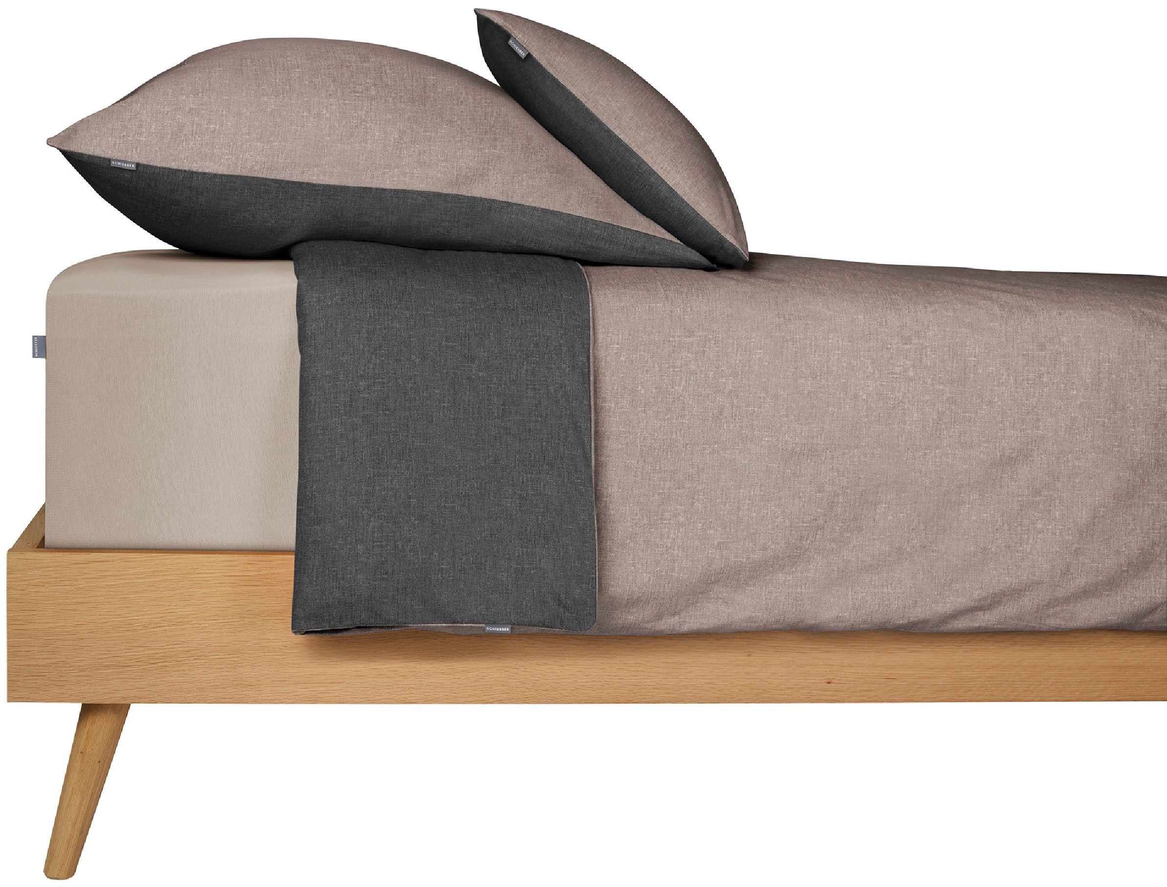 Schiesser Wendebettwäsche Doubleface aus weicher Baumwolle mit edlem Melangeeffekt, Feinbiber, 2 teilig, ab Größe 135x200 cm erhältlich, Made in Green