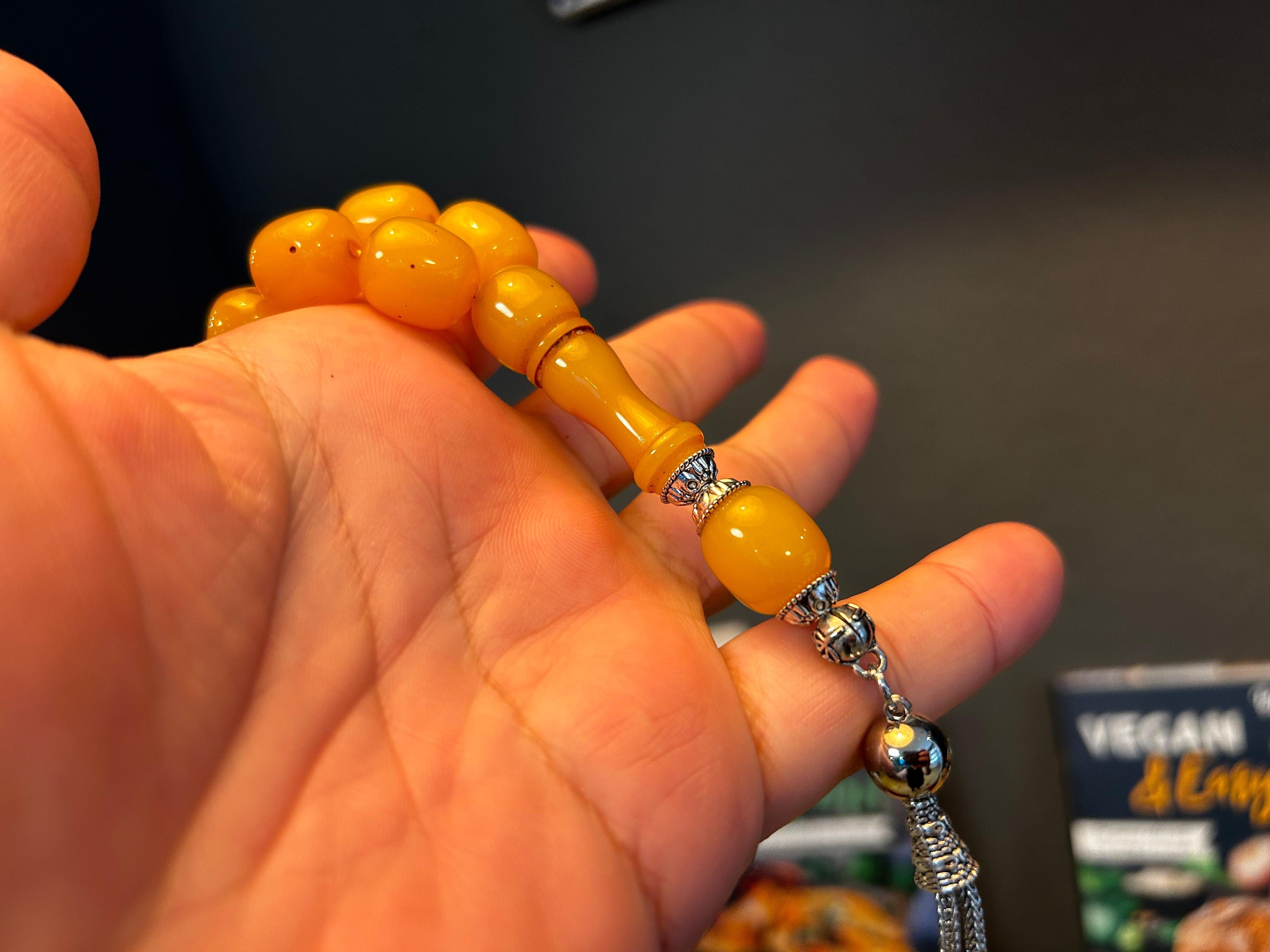 Amber Prayerbeads Gebetskette islam faturan (33-tlg) Misbaha Bakalite Kettenanhänger 33 TesbihBid Tesbih