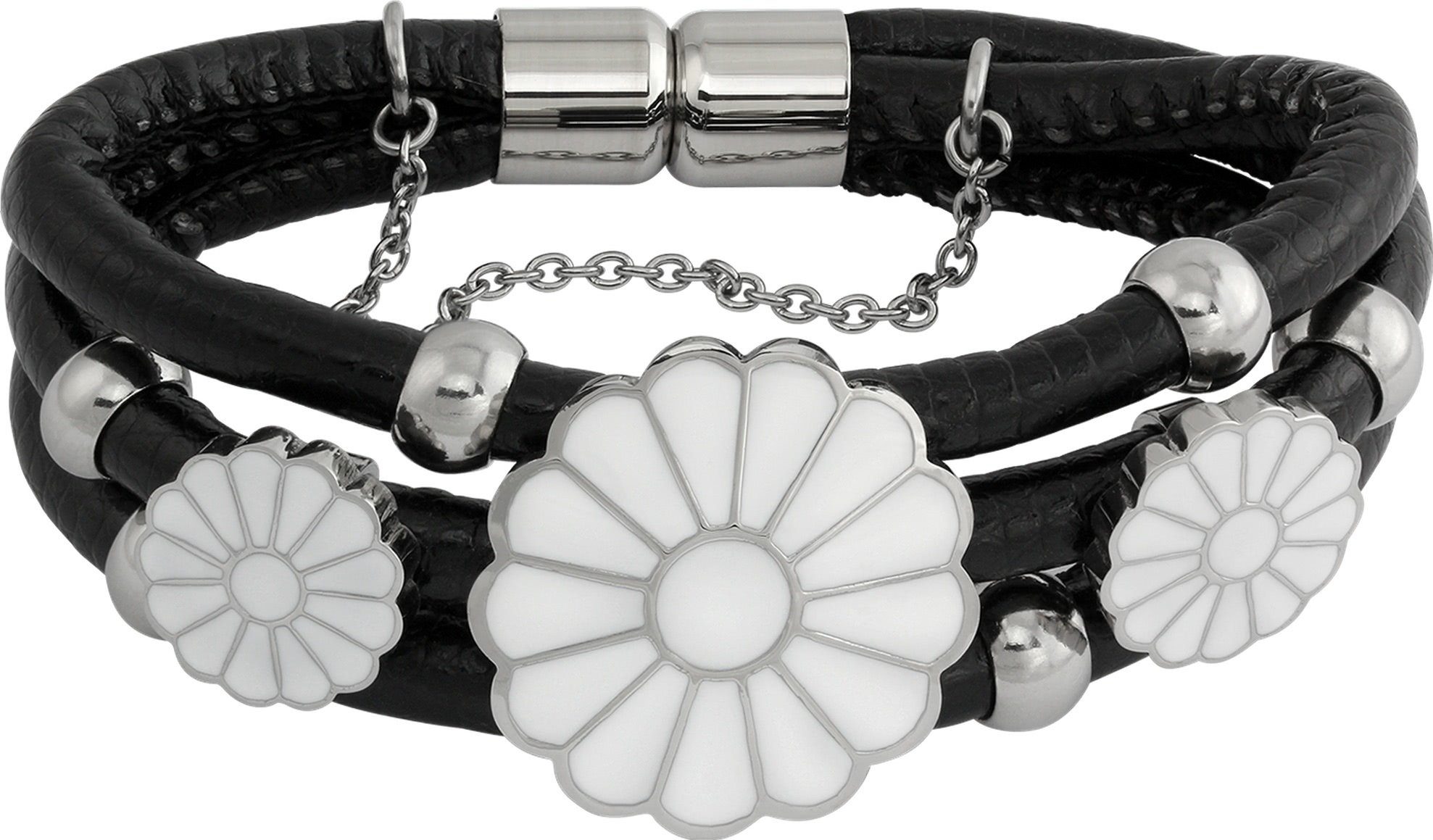 Amello Edelstahlarmband Amello Verschluss Armband schwarz silber (Armband), Damen Armband (Verschluss) Edelstahl (Stainless Steel), Farbe: schwarz | Edelstahlarmbänder