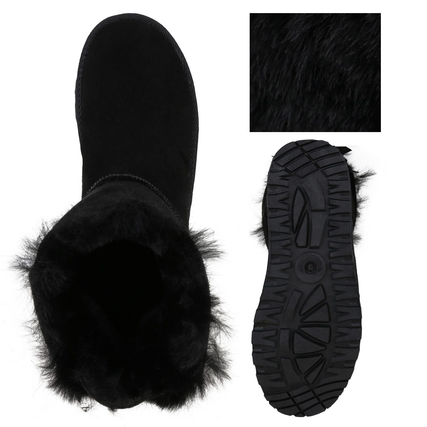 VAN HILL 839832 Winterstiefelette Damen Warm Gefütterte Winter Boots Stiefeletten Kunstfell