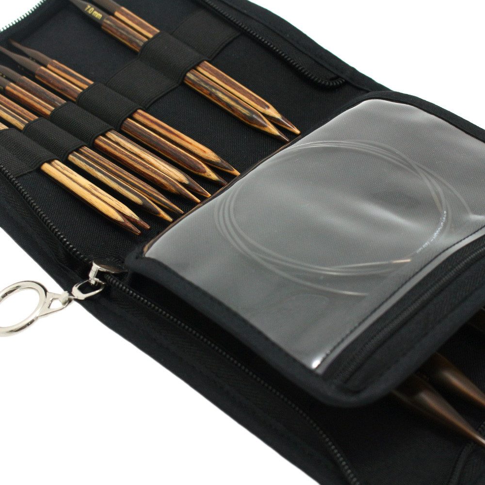 LANA GROSSA Rundstricknadeln Nadeltasche für 16 Nadelspitzen mit Zubehörfach, Tasche für Stricknadelspitzen