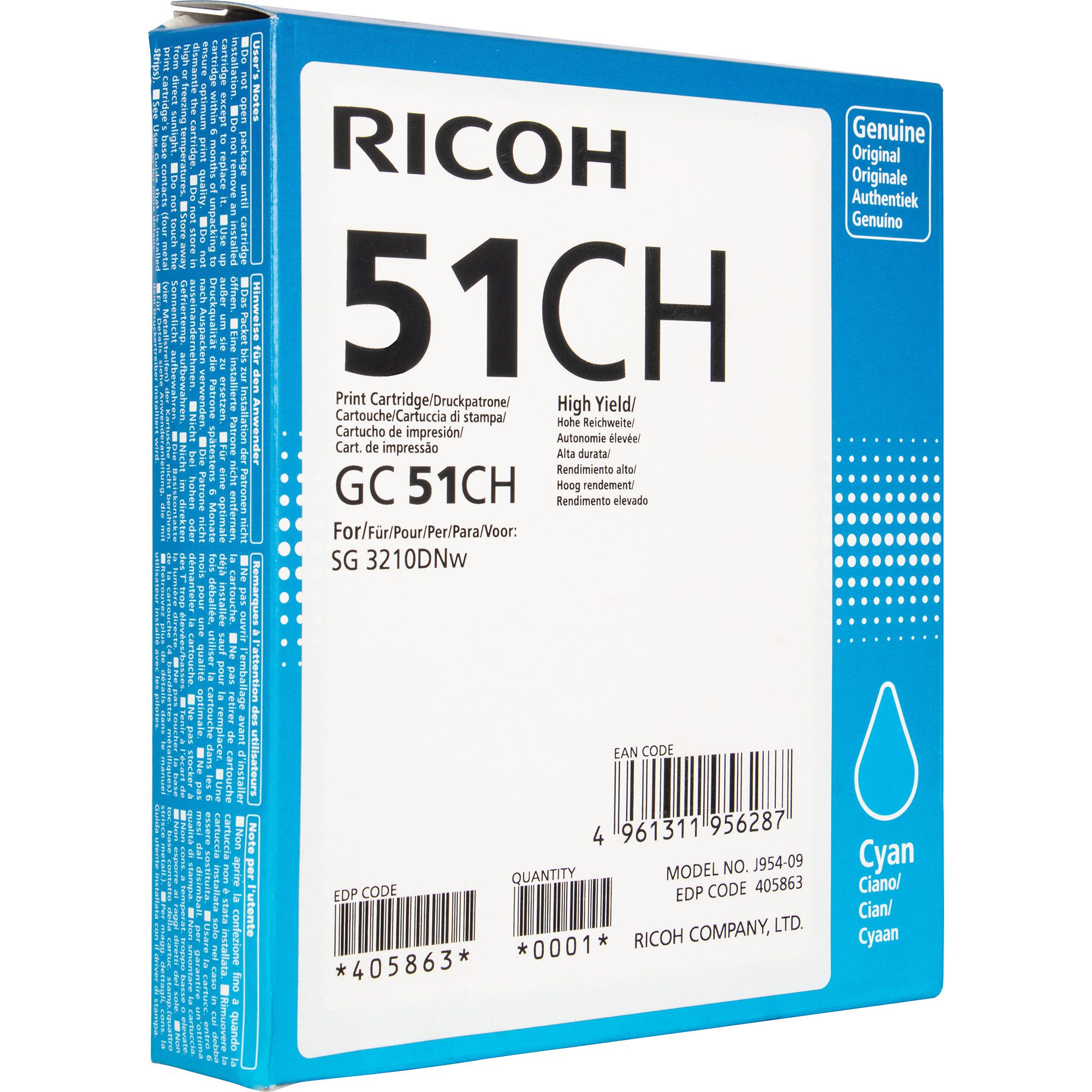 Ricoh Ricoh Tinte cyan 405863 Tintenpatrone