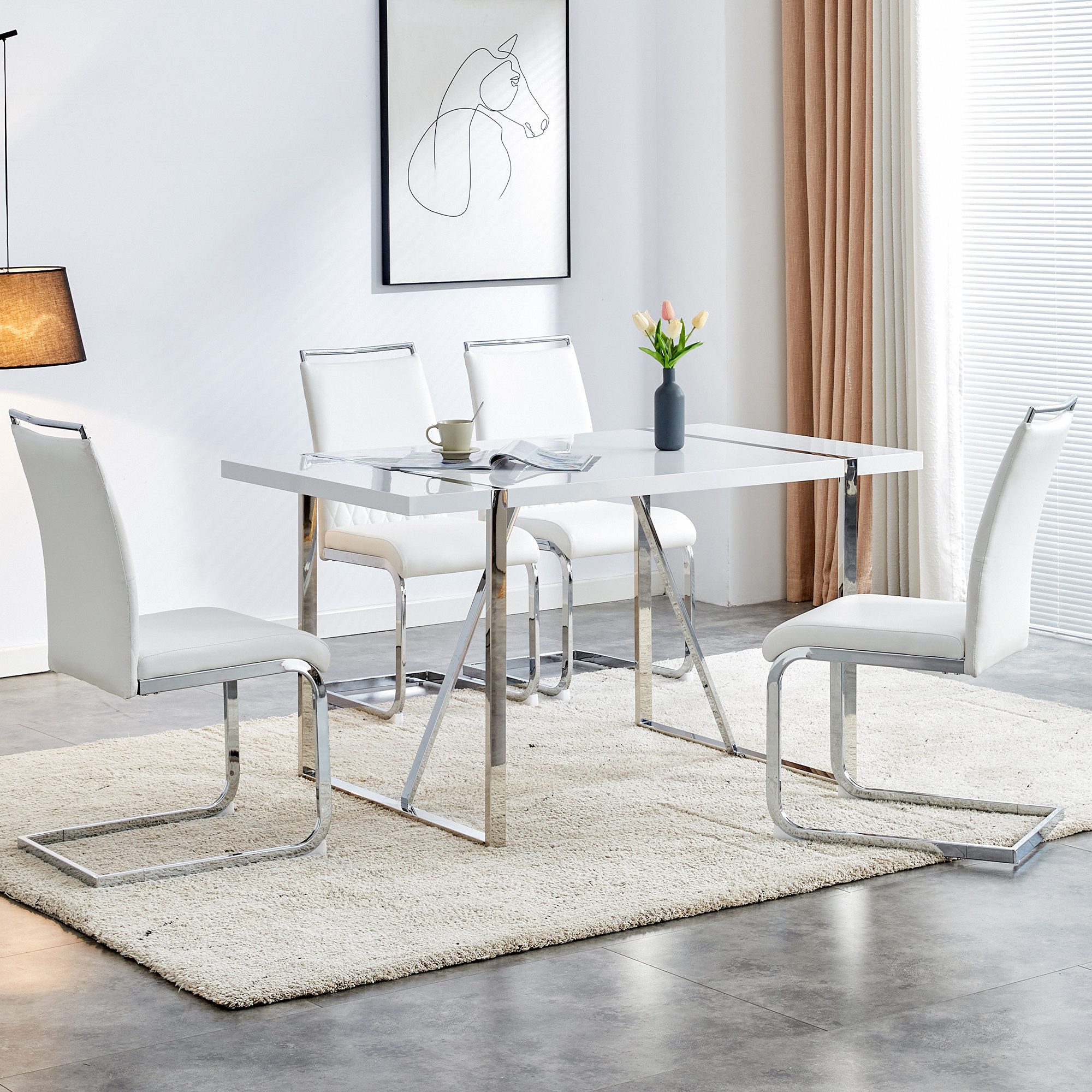 Flieks Freischwinger (Set, 4 St), 4er Set Esszimmerstuhl Polsterstühle Kuns günstig online kaufen