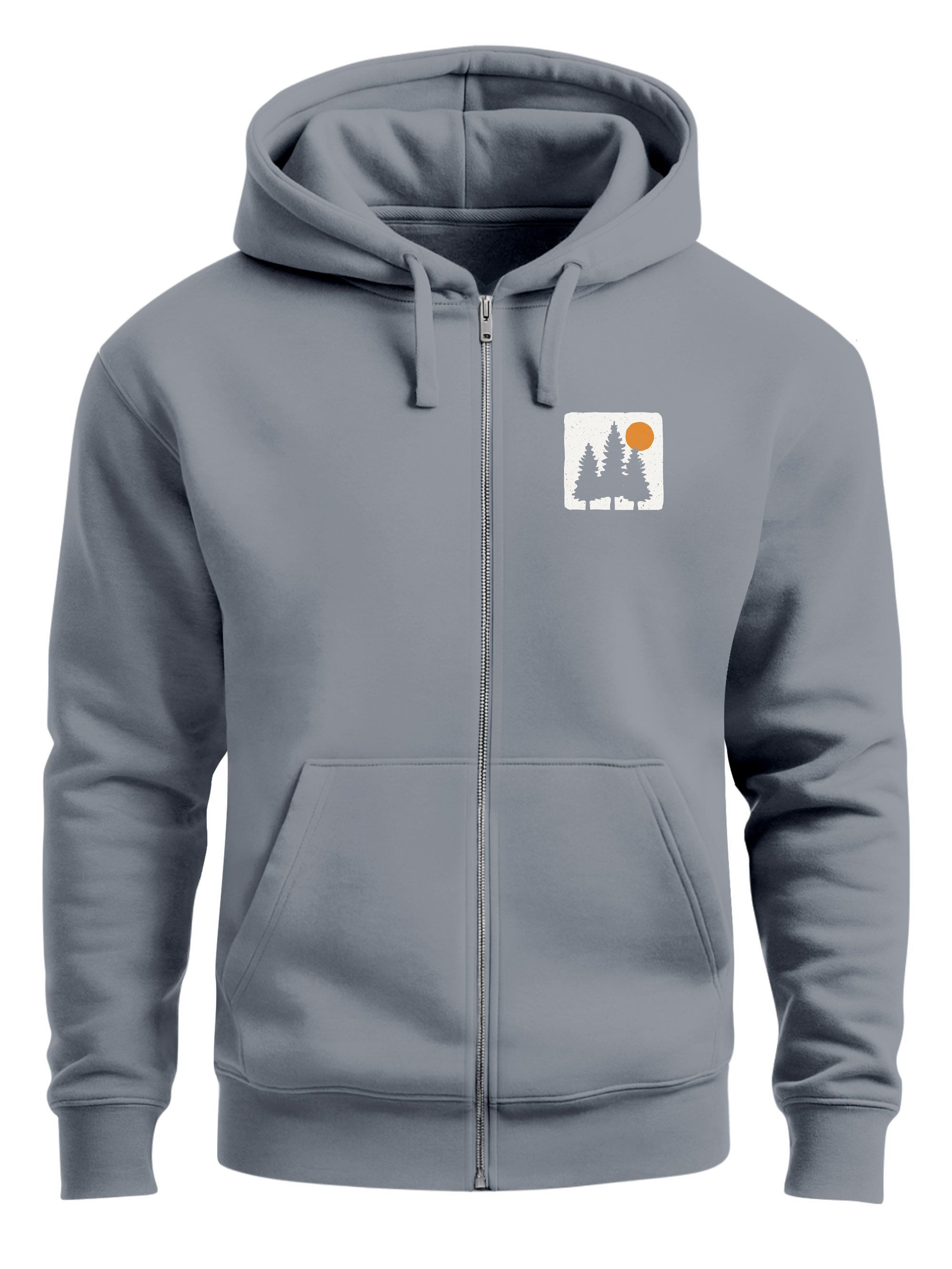 Sweatjacke Herren Sweatjacke mit Kapuze Print Bäume Logo Sweatshirt Zipjacke