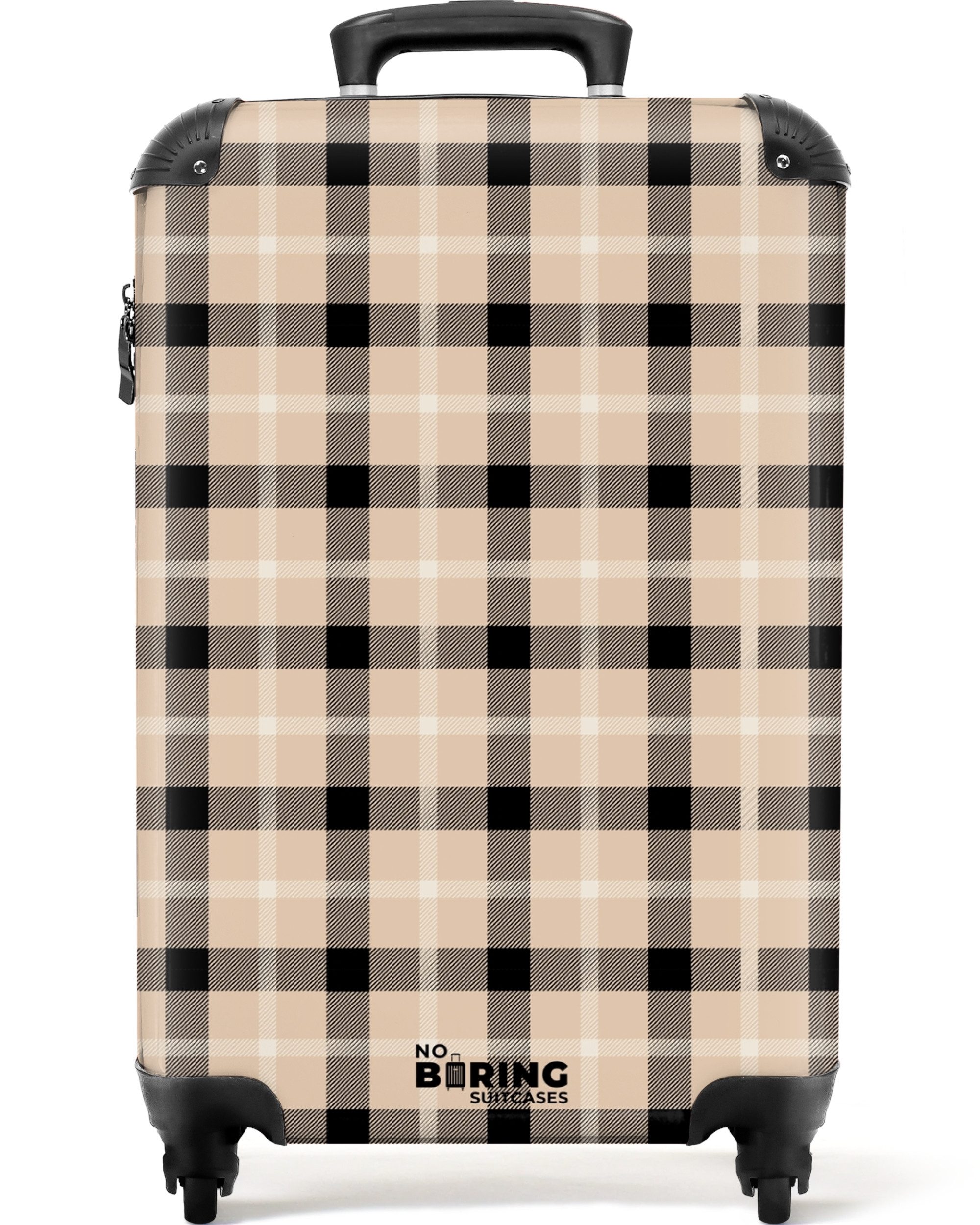 NoBoringSuitcases.com© Hartschalen-Trolley Beige mit schwarzem Karomuster günstig online kaufen