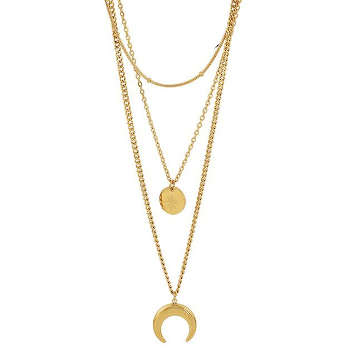 KARMA Statementkette 3 lagige Halskette Gold vergoldet Damen Kette Edelstah günstig online kaufen