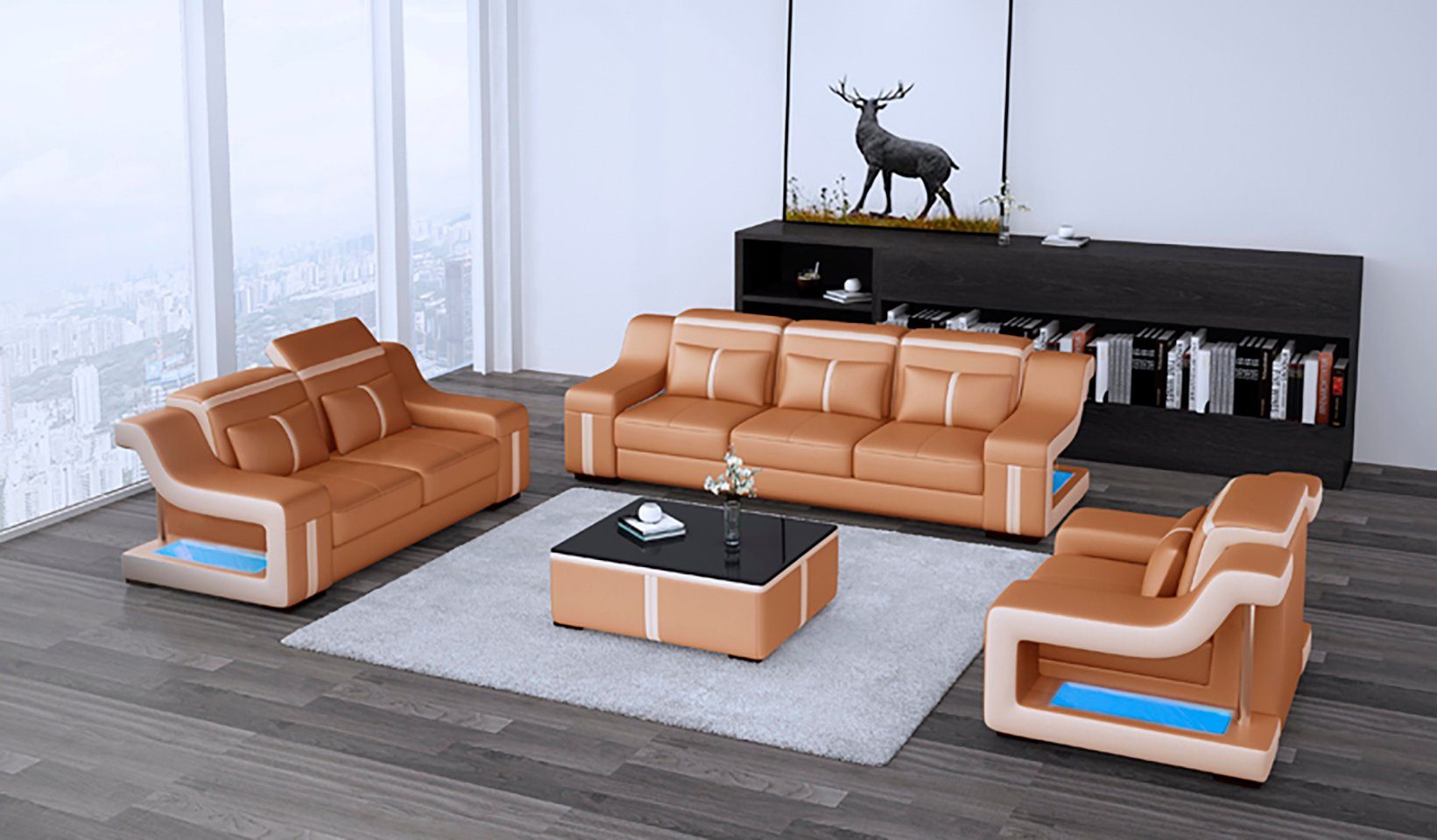 JVmoebel Sofa »Design Modern Couchgarnitur Sofagarnitur Set Wohnzimmer Set  3+2+1 + Couchtisch«