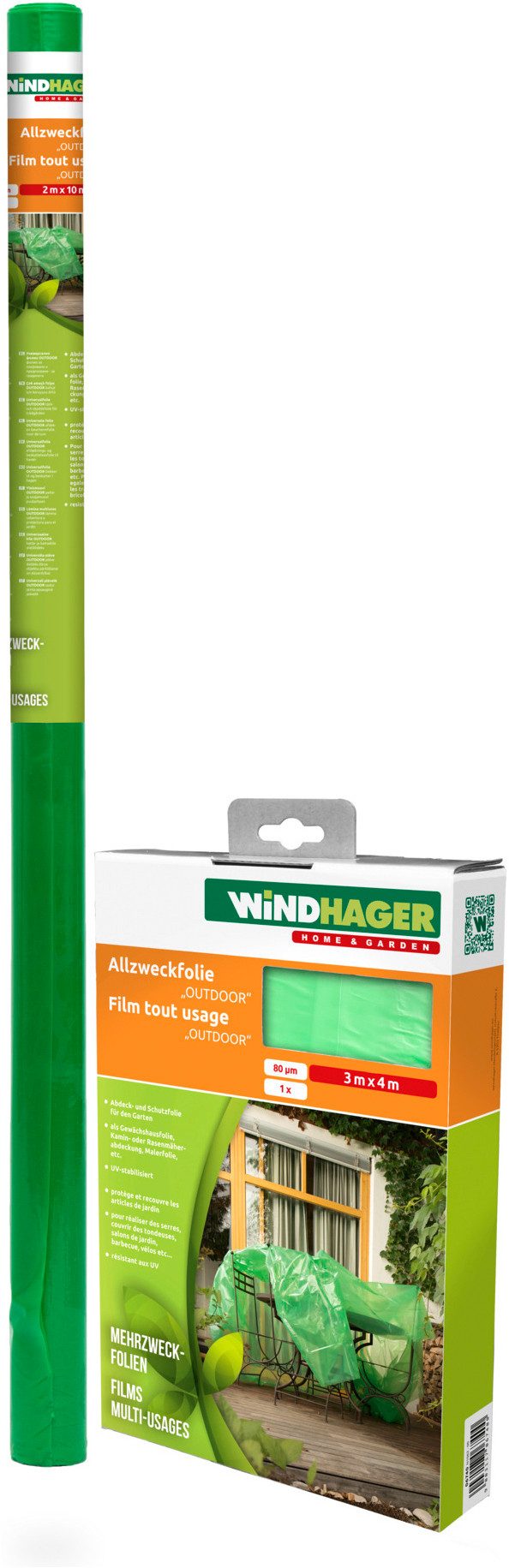 Windhager Gitterfolie Allzweck-Folie, UV-stabilisiert, Schutzplane, Outdoor, als Schutz vor Regen und Verwitterungsschäden, 4x3 m 80 µm, grün