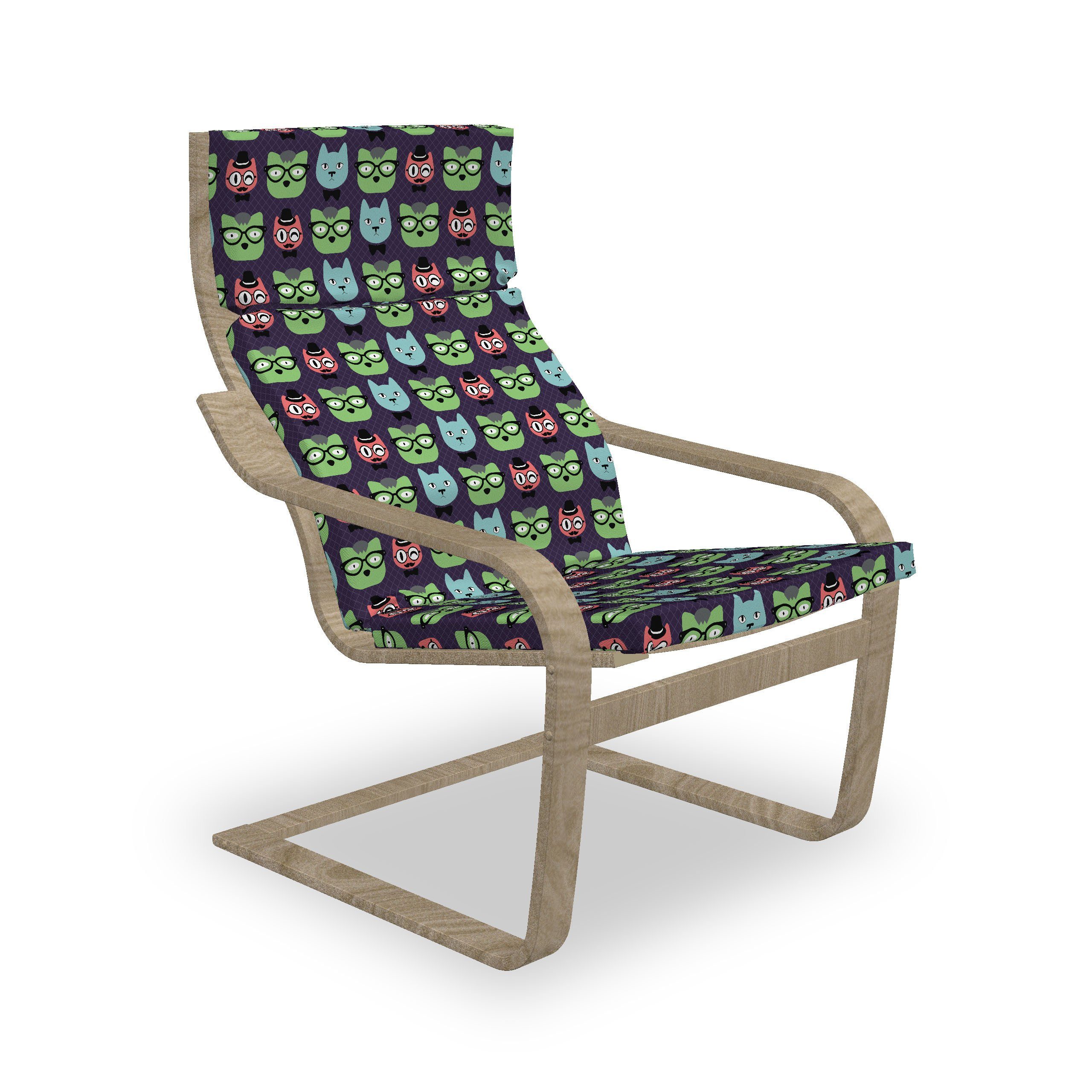 Abakuhaus Stuhlkissen Sitzkissen mit Stuhlkissen mit Hakenschlaufe und Reißverschluss, Geek Katzen-Köpfe Geek Mode