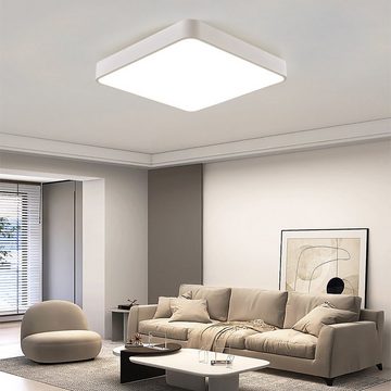 JDONG LED Deckenleuchte Flach Eckig Weiß Deckenlampe, LED fest integriert, Tageslichtweiß, Modern Warmweiß 3000K Lampe, Ultra Dünn