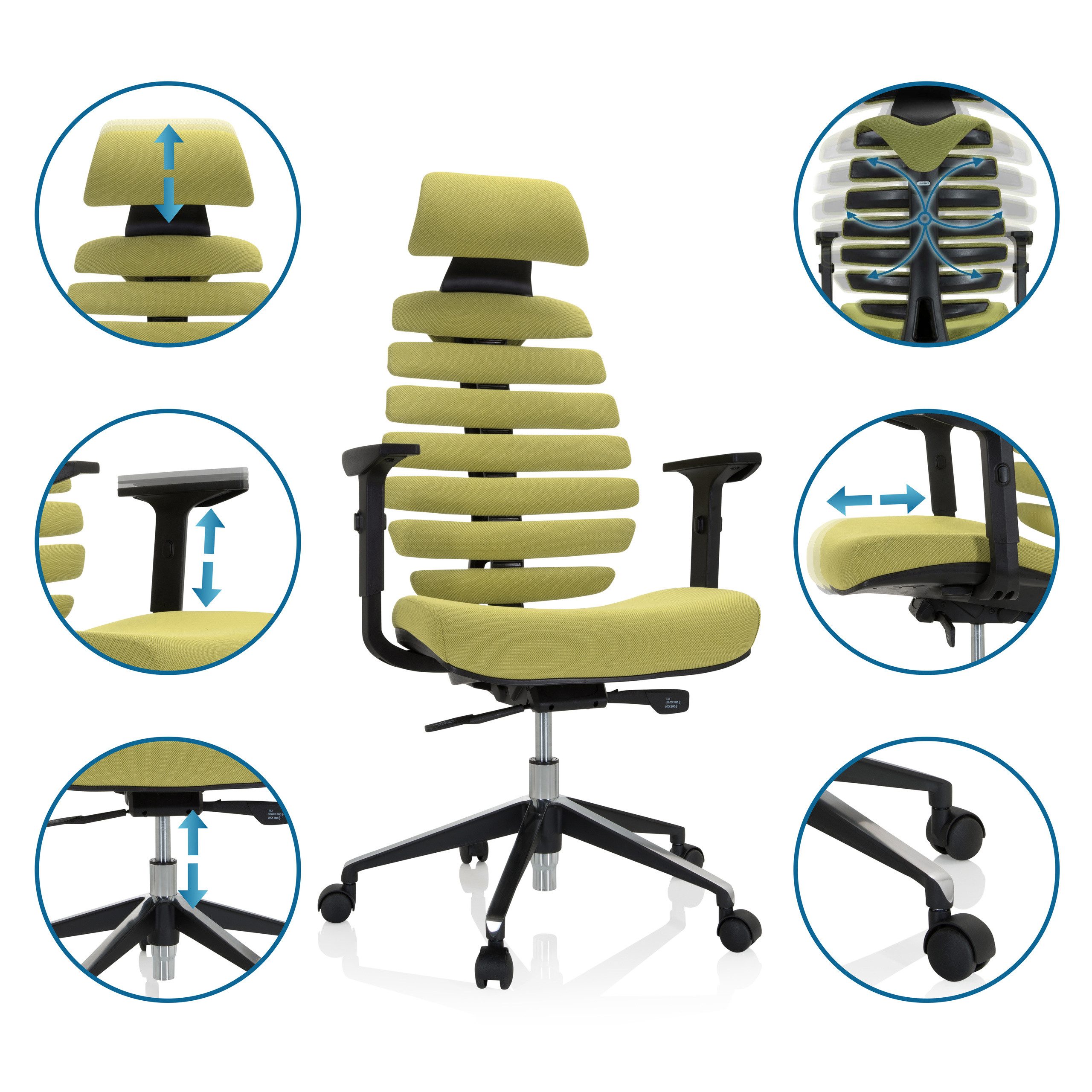 hjh OFFICE Drehstuhl Profi Bürostuhl Ergo Line Ii Pro Stoff (1 St), Ergonomischer Chefsessel, Schreibtischstuhl höhenverstellbar