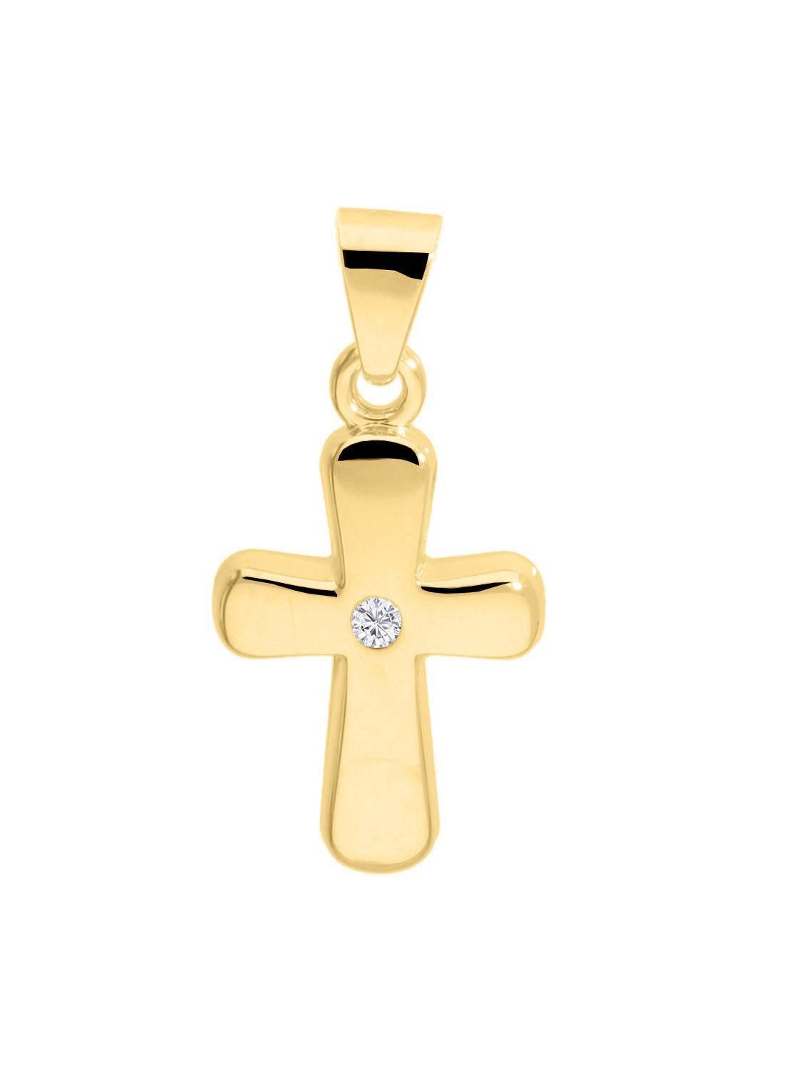 Kreuzanhänger Damen Kreuz Anhänger Gold 375 Gelbgold (9 Karat) mit Diamant - Anara