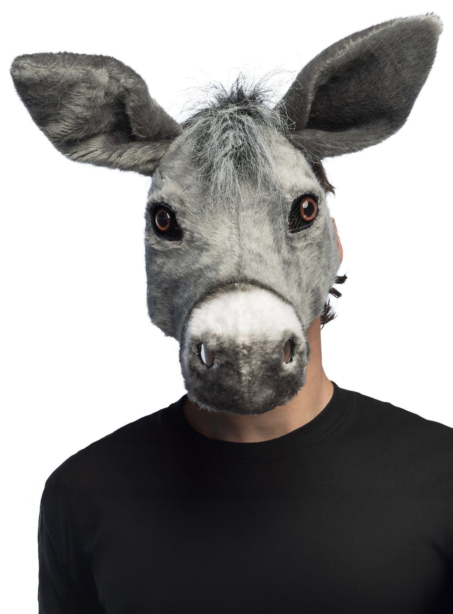 Verkleidungsmaske Esel Halbmaske aus Plüsch