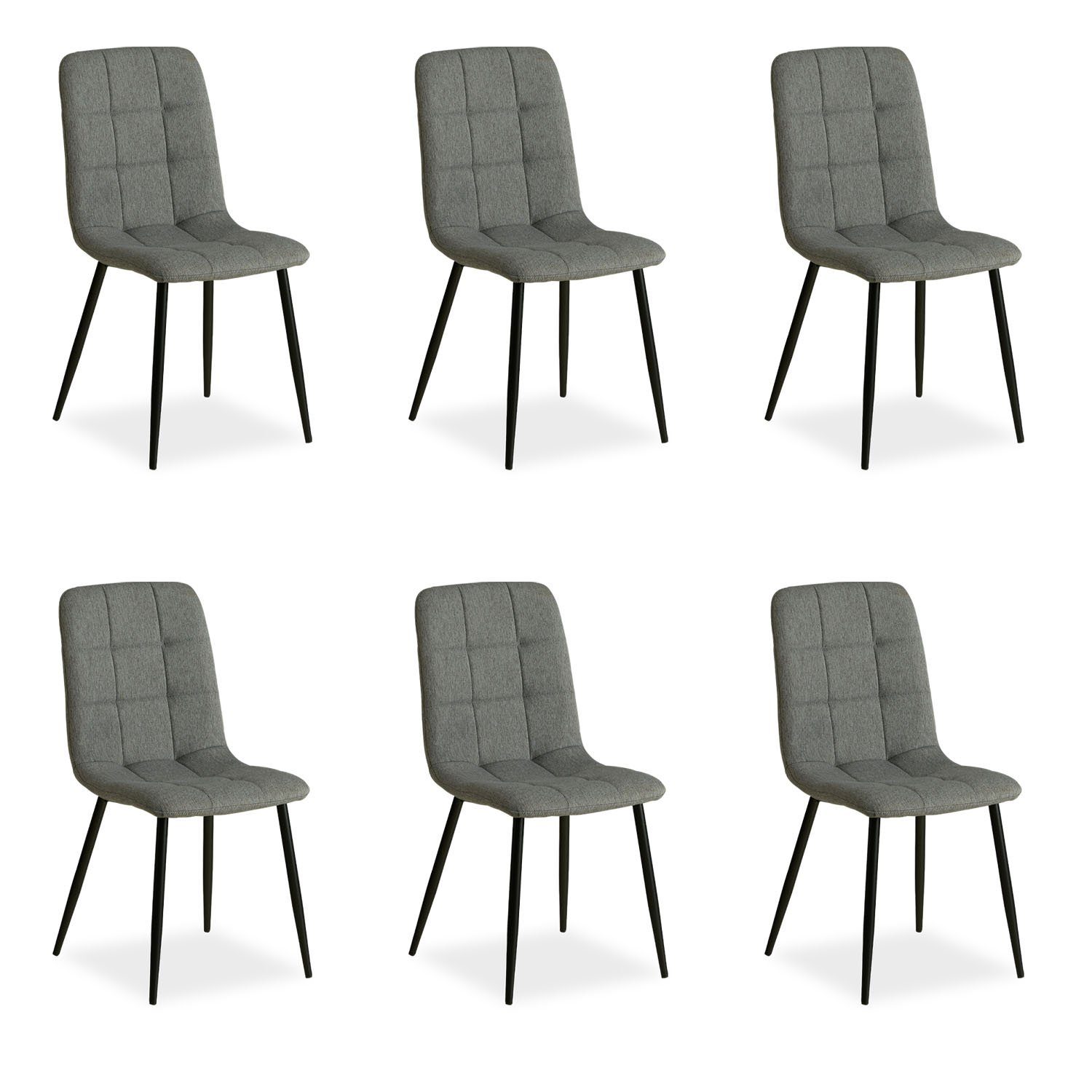 Homestyle4u Polsterstuhl 1, 2, 4, 6 Stühle Leinen Küchenstuhl modern Esszimmer Grau (6er Set)