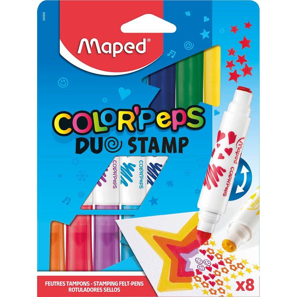 MAPED Maped Stempel-Fasermaler COLOR'PEPS DUO STAMP, 8er Etui Tintenpatrone