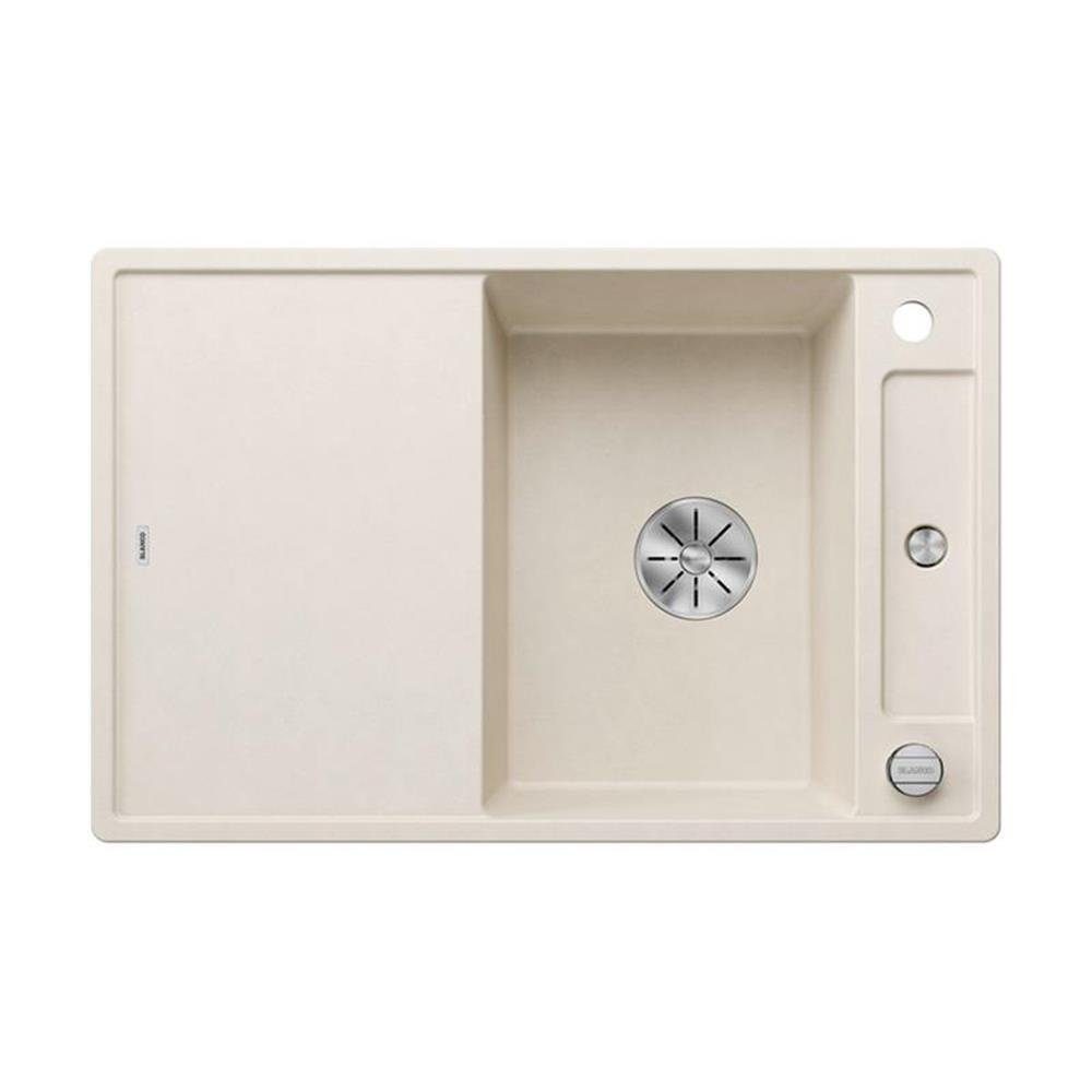 Blanco Granitspüle BLANCO AXIA III 45 S Silgranit mit Holzschneidbrett, InFino, Softweiß, 0/0 cm