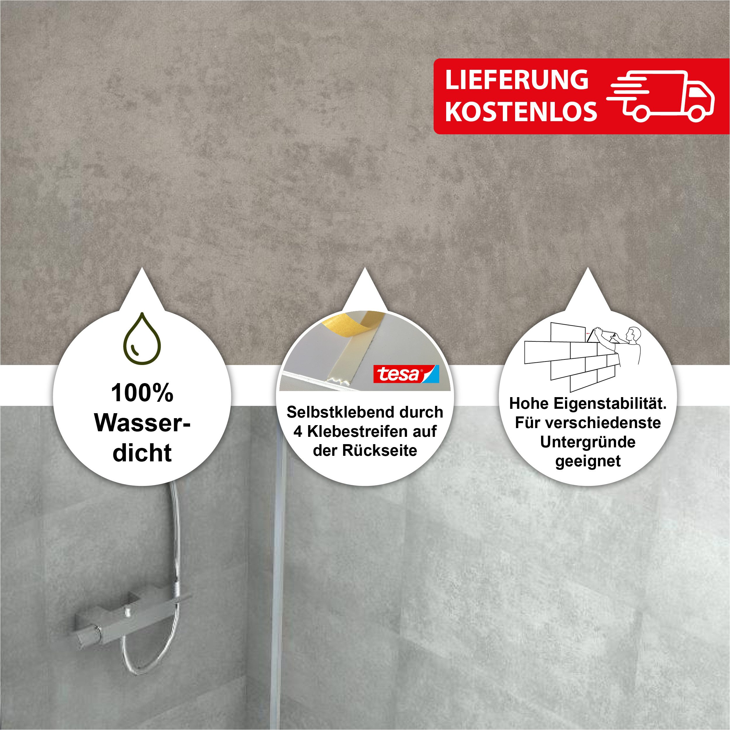 BARIDECOR Wandpaneel wasserfeste Wandfliese selbstklebend, BxL: günstig online kaufen