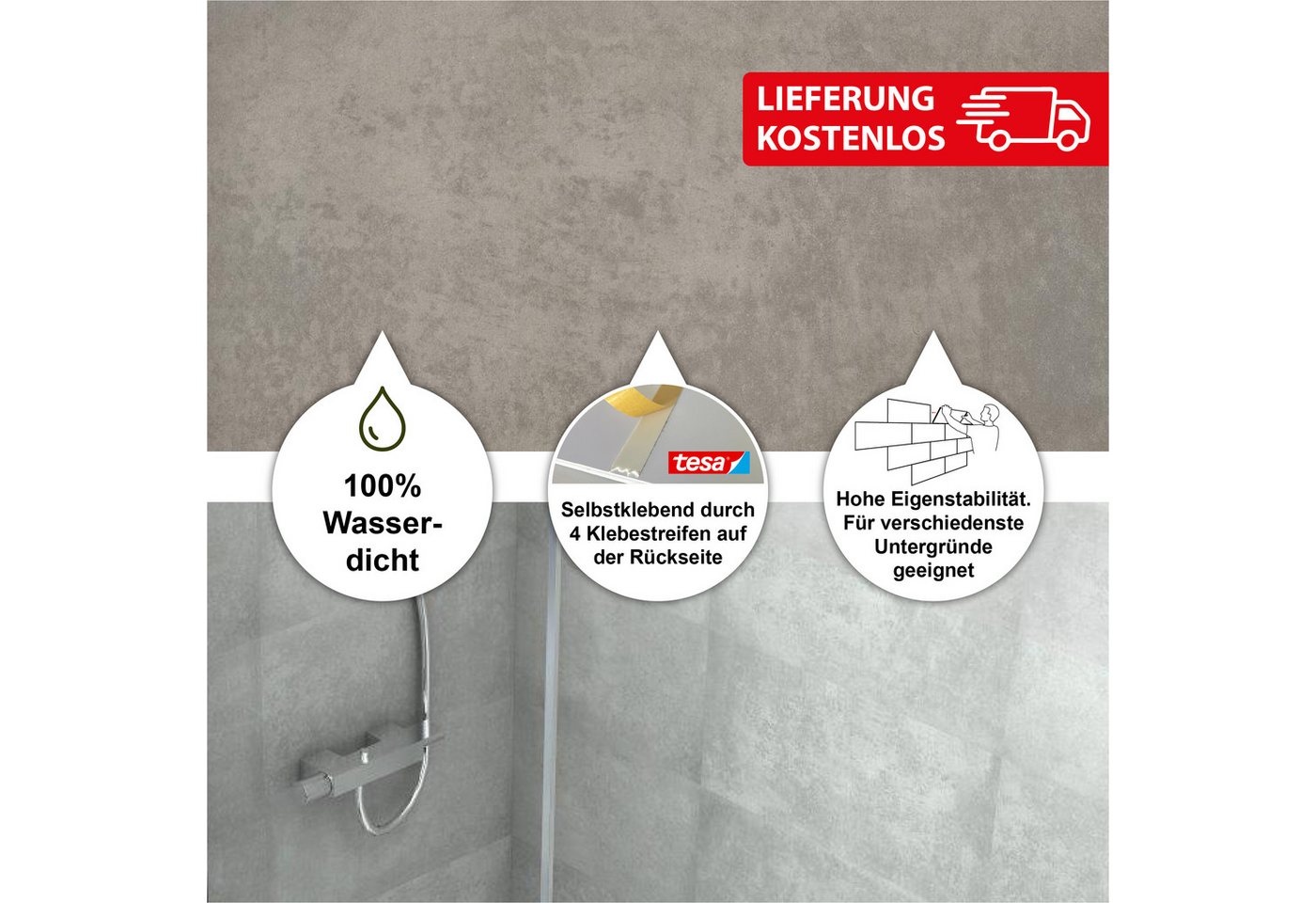 Thumbnail - BARIDECOR Wandpaneel wasserfeste Wandfliese selbstklebend, BxL: 61,00x31,00 cm, 0,18 qm, (Packung mit 1,62 qm, Versandko...