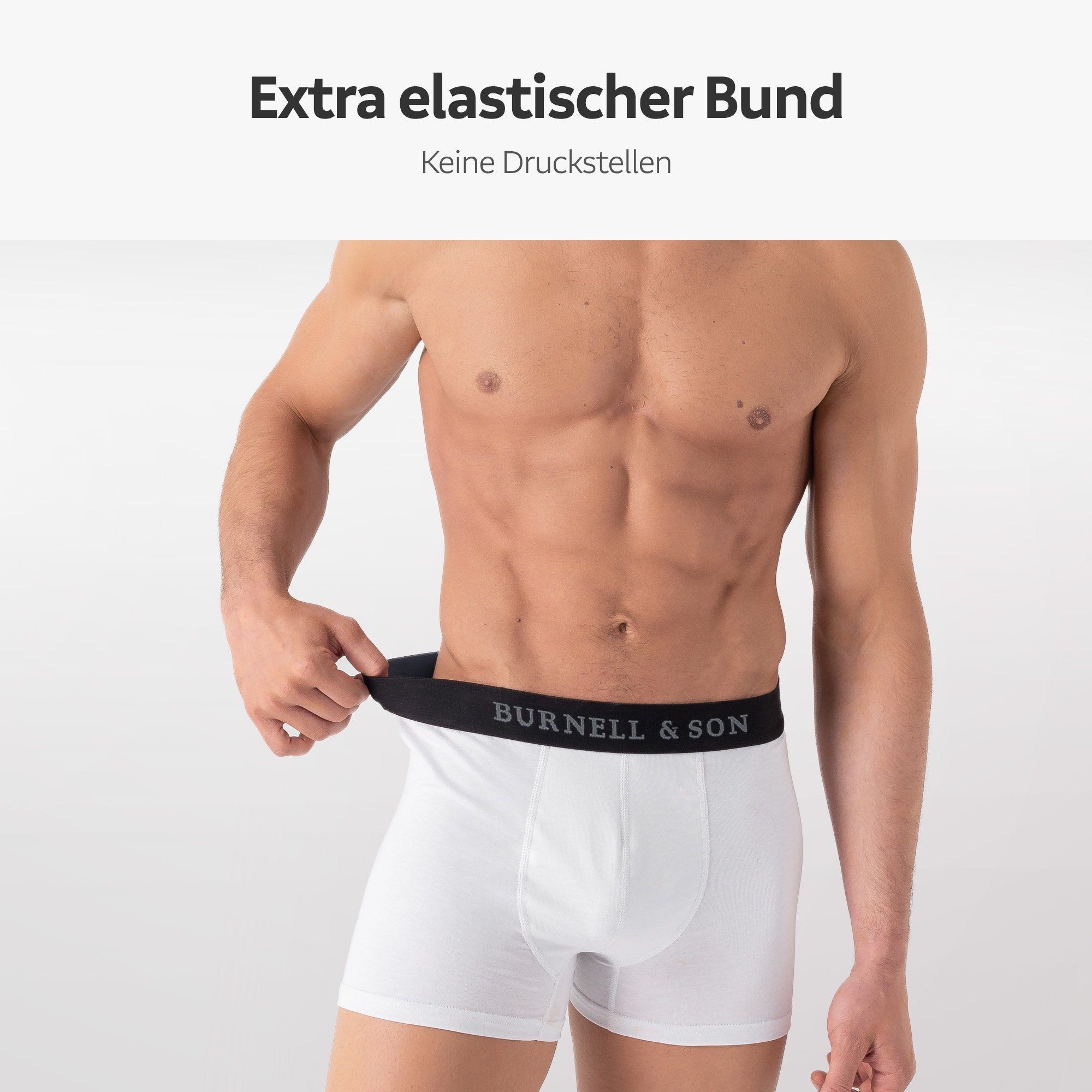 & Son Baumwolle für Herren Komfortbund Spar-Pack, Männer aus Boxer Burnell 5-St., Retro mit (Packung, Weiß Spar-Set, Spar-Packung, Unterhosen 5er-Pack) Set,