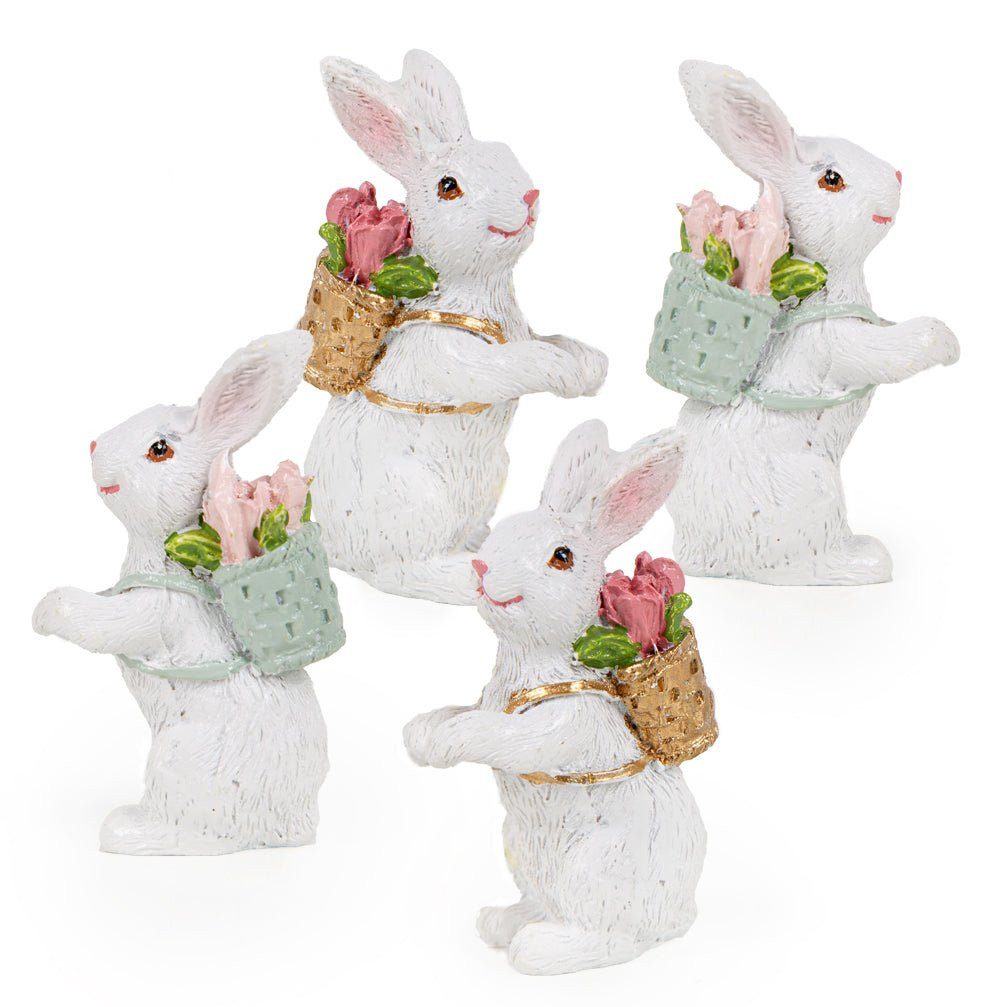 Logbuch-Verlag Dekofigur 4 kleine Osterhasen Figuren weiß Osterdekoration Ostergeschenk 6 cm