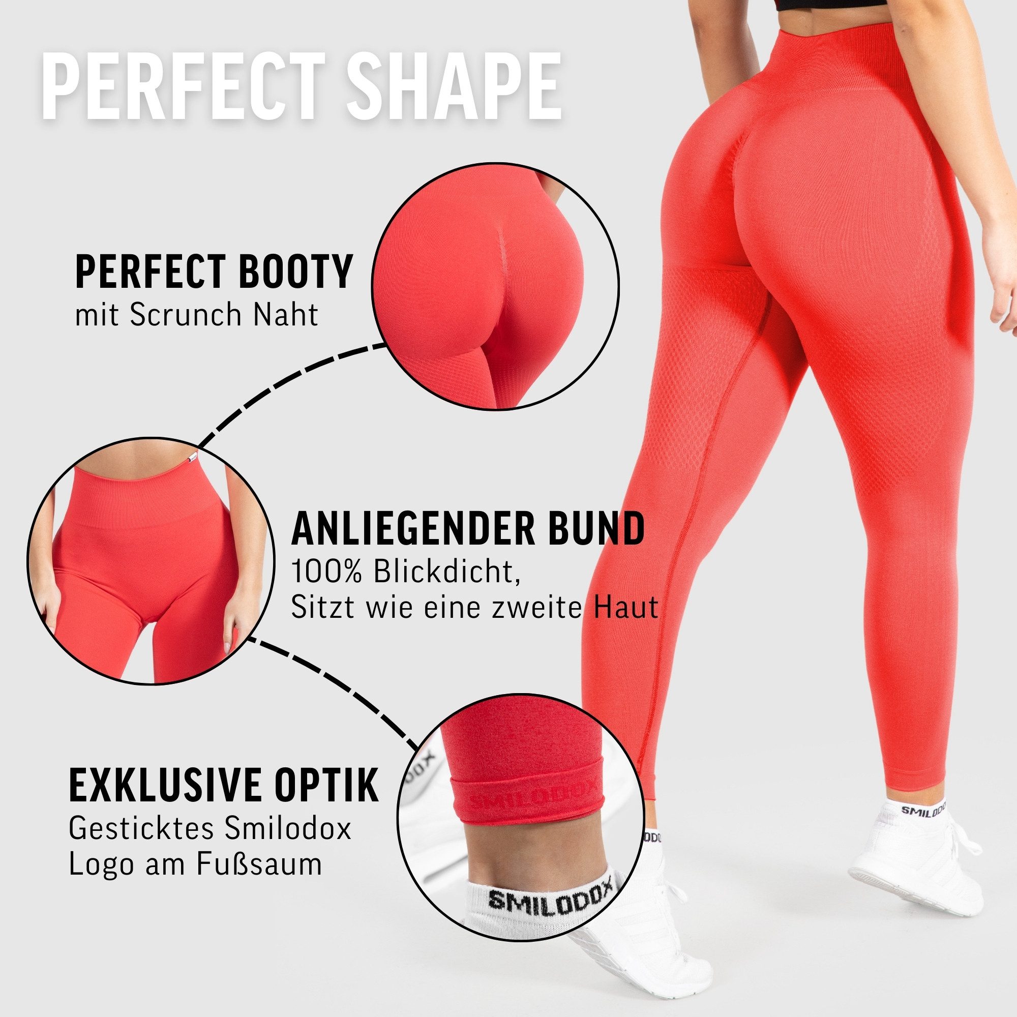 Smilodox Leggings Amaze Scrunch Pro, High Waist Booty Scrunch Yoga & Fitnesshose Shaped Fit Squatproof Push Up Trainingshose Gym Alltag Figurformend – Bild 5 von 5