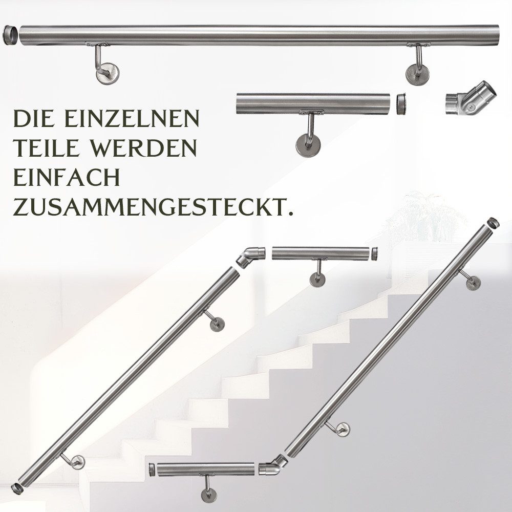 V2Aox Handlauf Handlauf aus Edelstahl mit Winkel 100 cm Gelenkverbinder Geländer – Bild 4 von 5