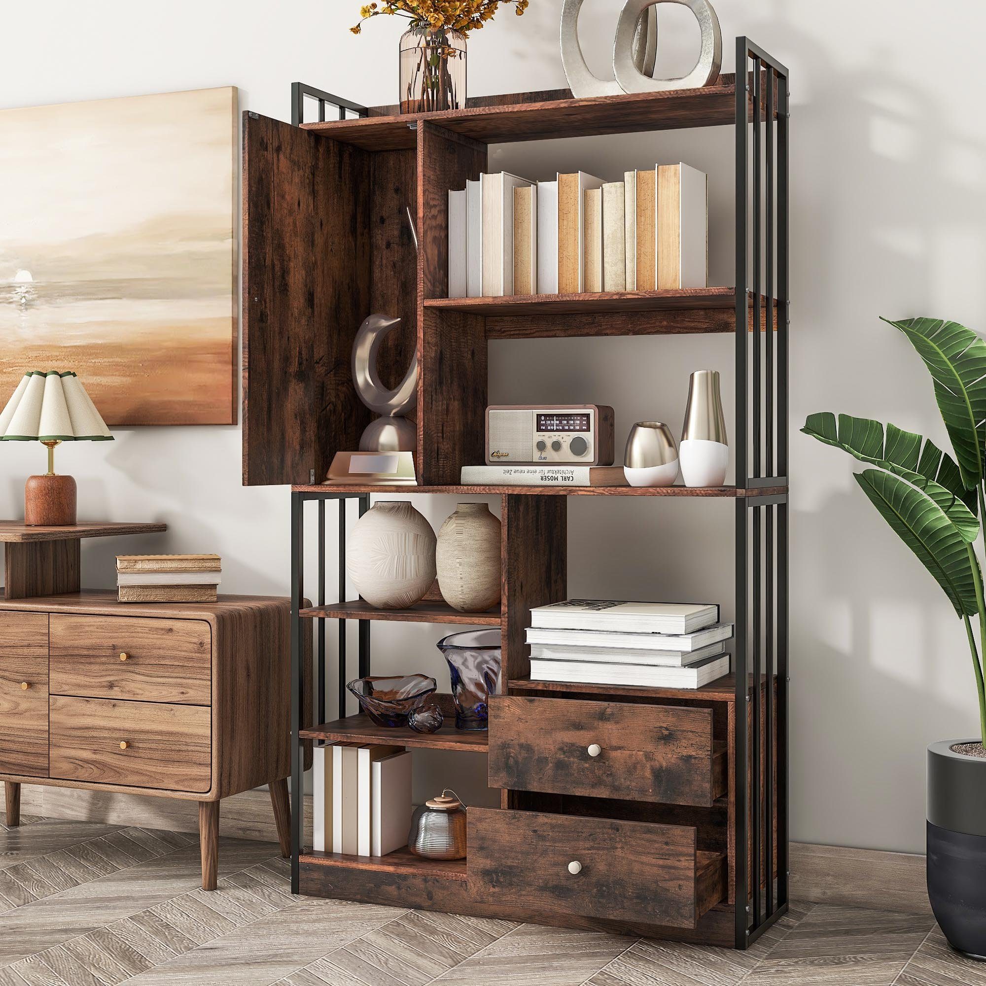 REDOM Bücherregal Standregal, 6 Regal industrielle günstig online kaufen