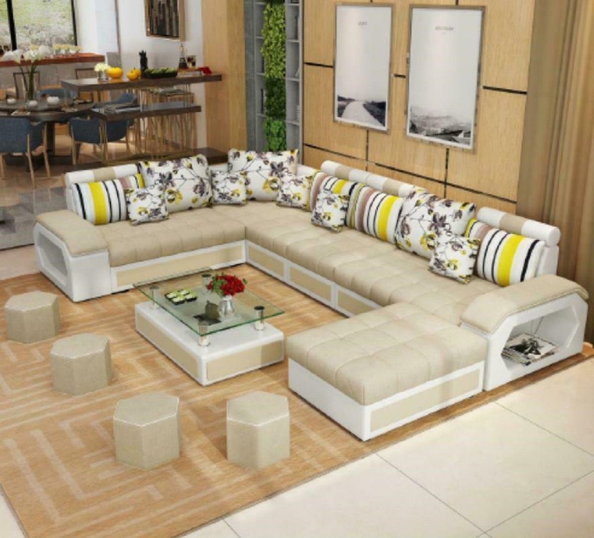 Ecksofa U-Form, JVmoebel Ecksofa Couch Made in Möbel Sofas Europe Luxus Wohnlandschaft