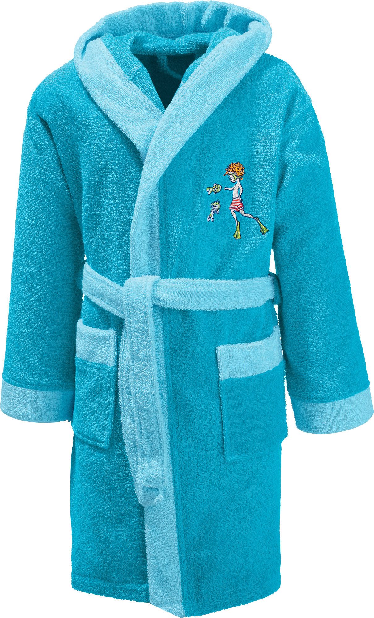 Erwin Müller Kinderbademantel Kinder-Bademantel mit Kapuze, Rückenlänge: 67 cm, Frottier, mit Kapuze, default, Walk-Frottier Uni