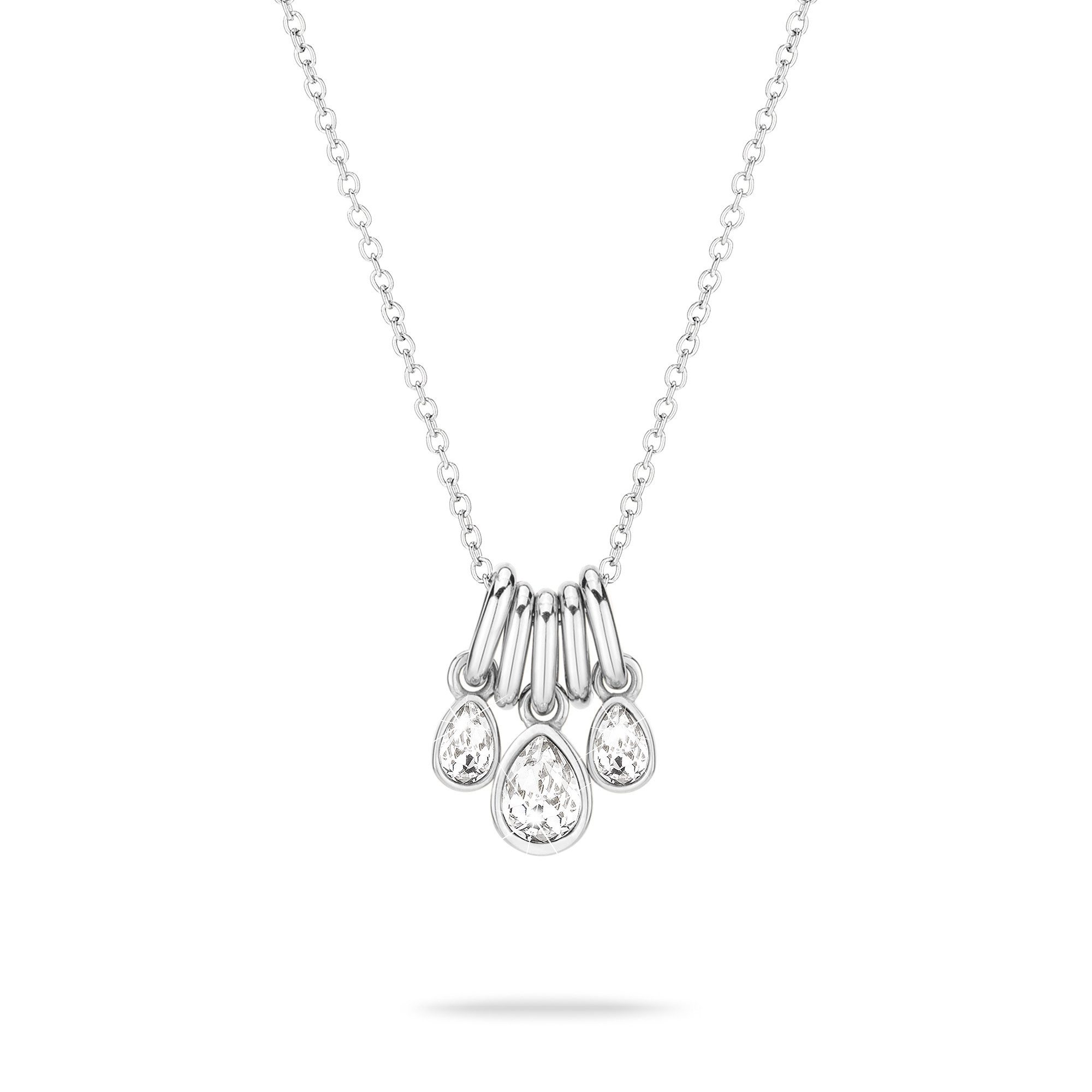 Echtzeit Kette mit Anhänger Schmuck Geschenk Edelstahl Halskette Like Diamonds Tropfen, mit Glasstein
