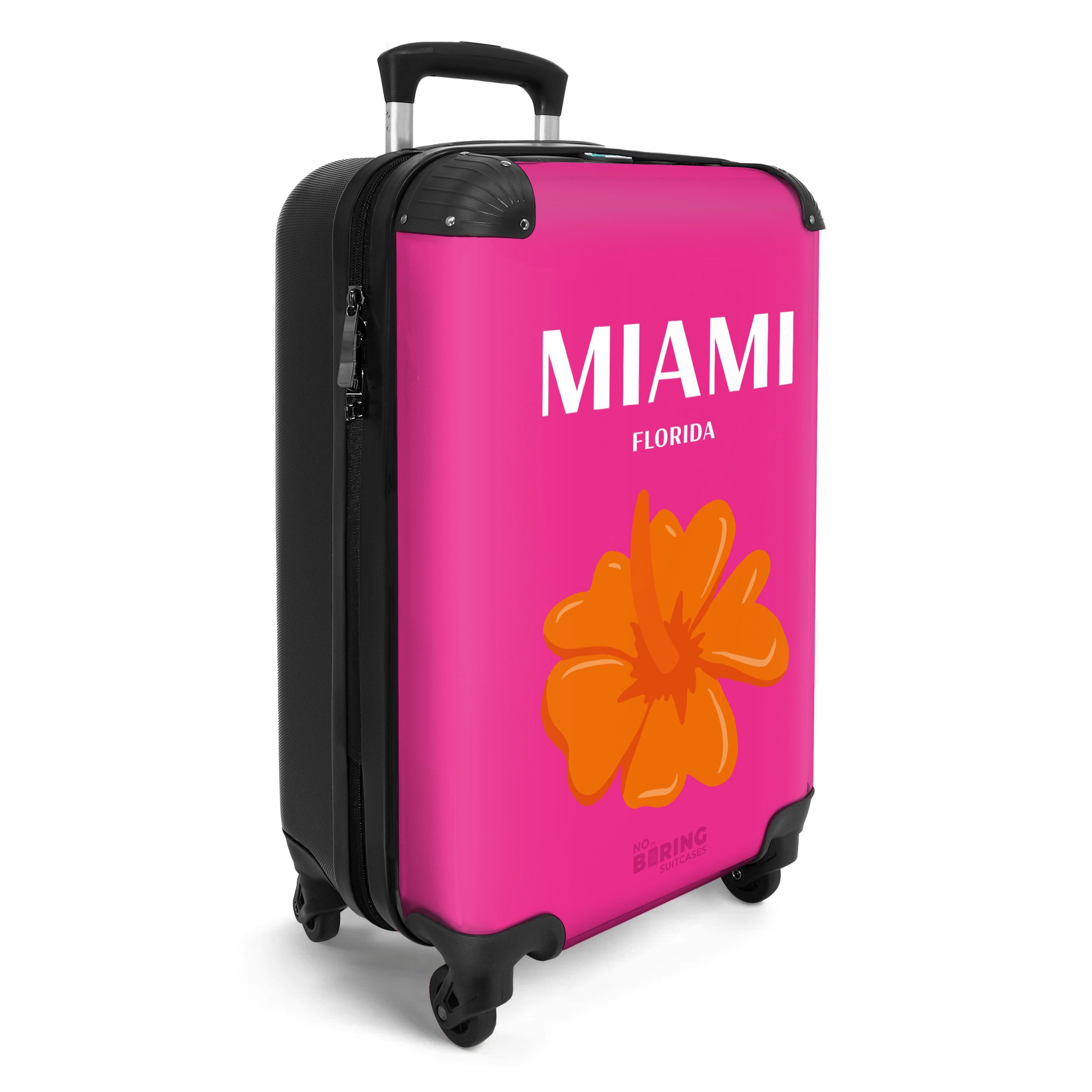 NoBoringSuitcases.com© Hartschalen-Trolley Rosa mit Miami Florida günstig online kaufen