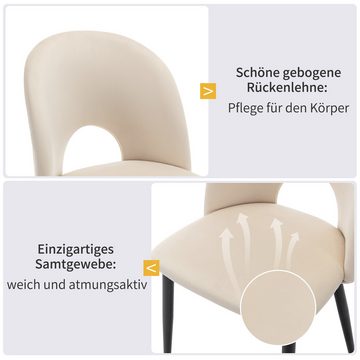 Gotagee Sitzgruppe Esszimmerstuhl Polsterstuhl Stuhl mit Rückenlehne Beige Sitzfläche