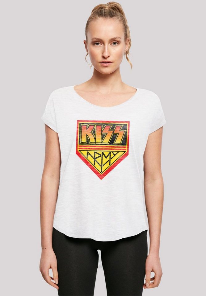 F4NT4STIC T-Shirt Kiss Rock Band Army Logo Premium Qualität, Musik, By Rock  Off, Hinten extra lang geschnittenes Damen T-Shirt