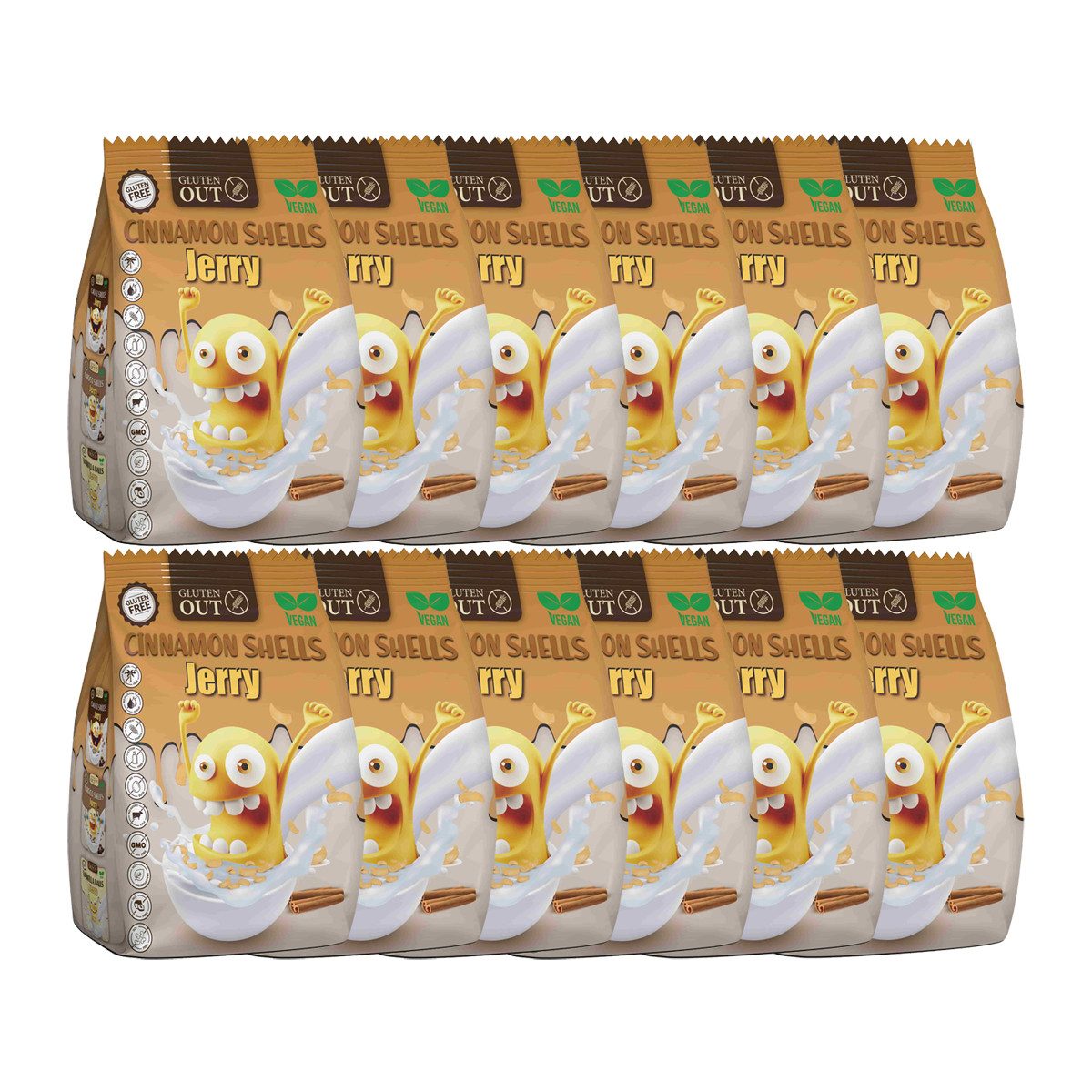 Nerano Cerealien, Nerano Cinnamon Shells Jerry Frühstücksgetreide vegan 375g 12er Pack