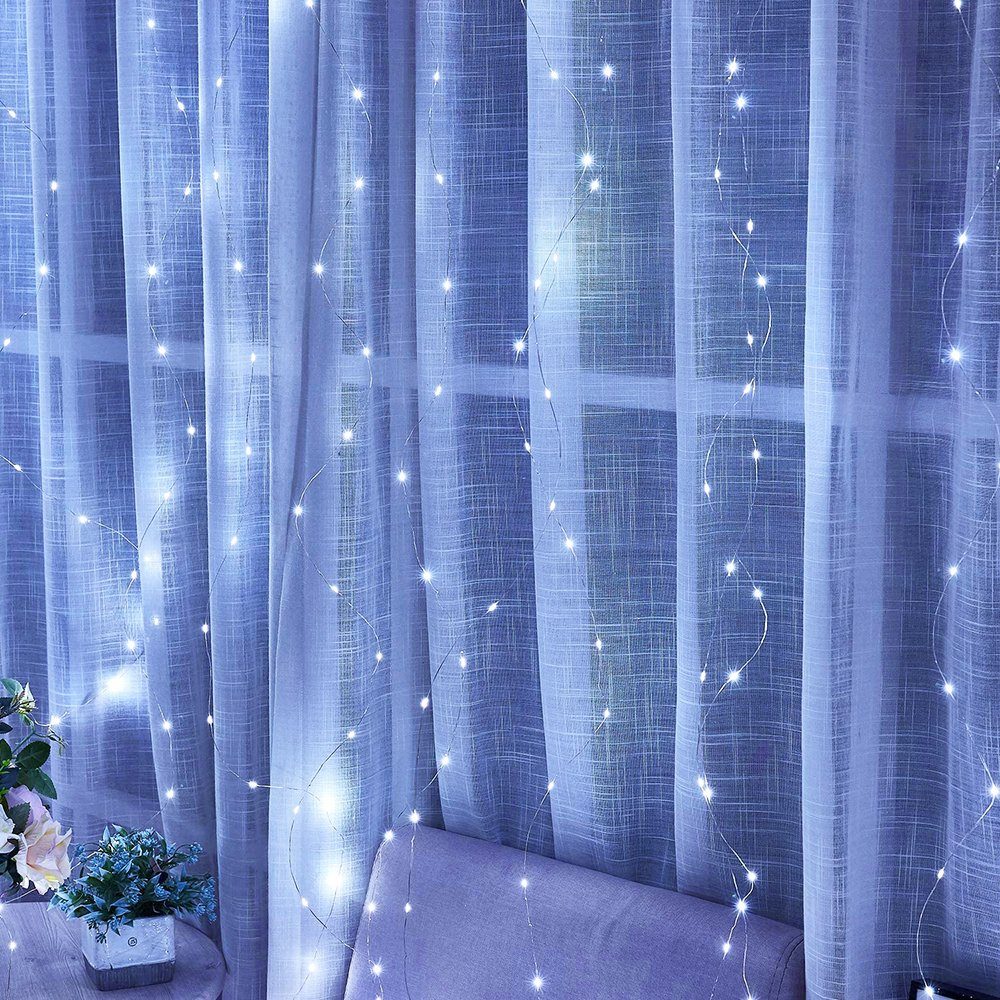 Weiß Laybasic Außen LED und Deko Lichterkette Lichterketten,3x3M,Timer,300LEDs, wie Fernbedienung,8 Modi,für Lichterkette,Vorhang Innen Weihnachten,Hochzeit