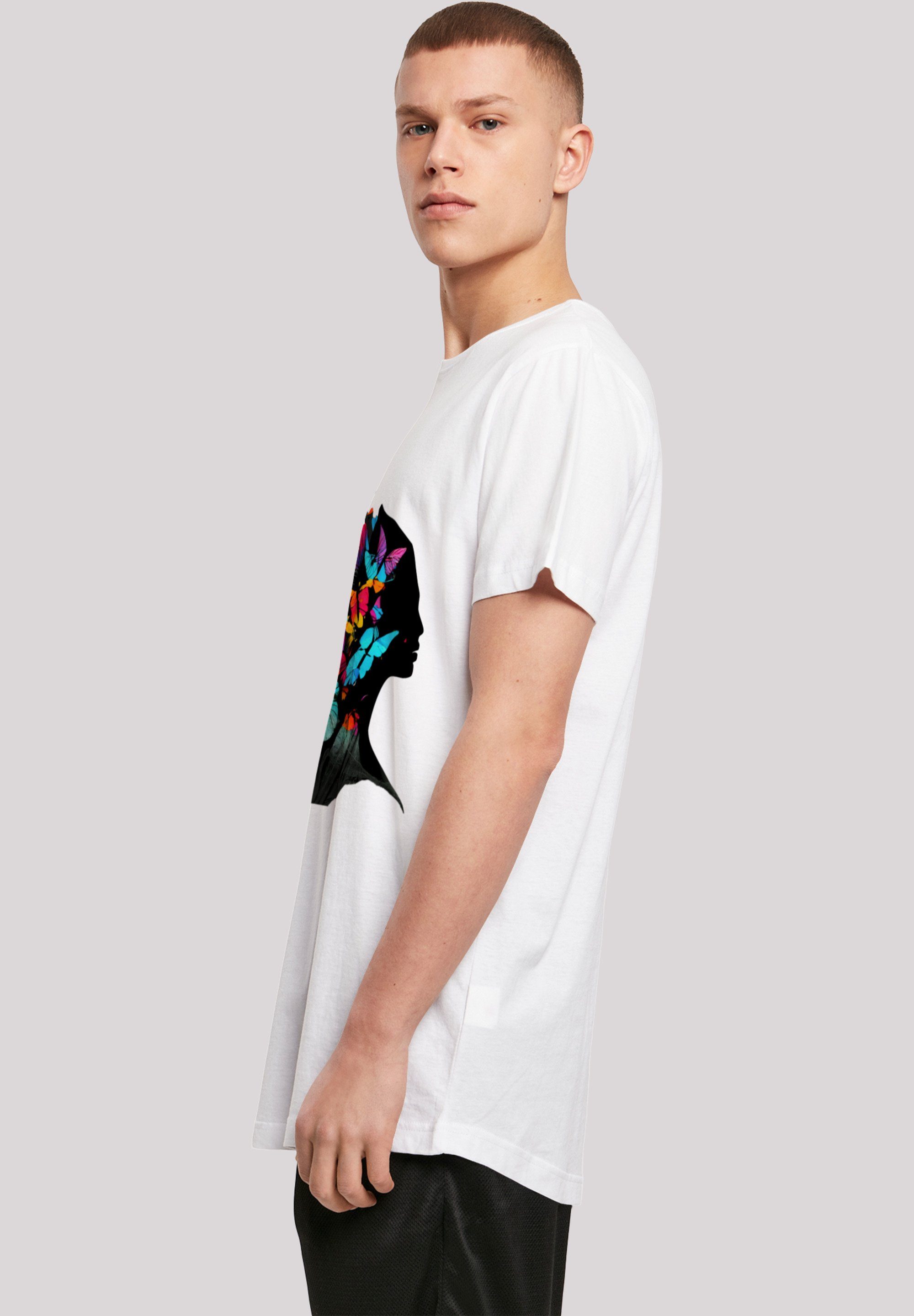 F4NT4STIC T-Shirt TEE Print Schmetterling weiß LONG Silhouette