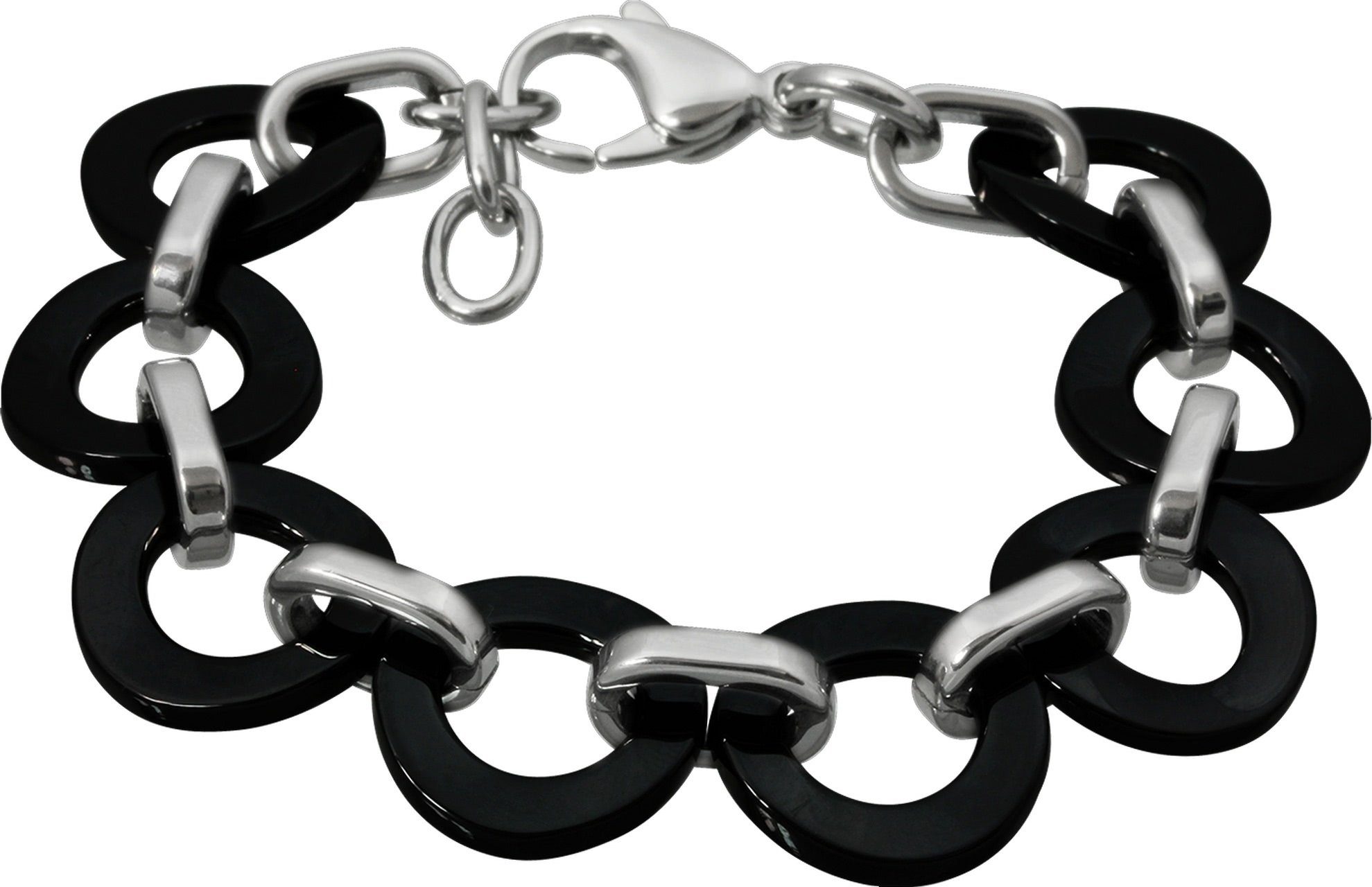 Amello Edelstahlarmband Amello Ring Armband silber schwarz (Armband), Armbänder für Damen Edelstahl (Stainless Steel)