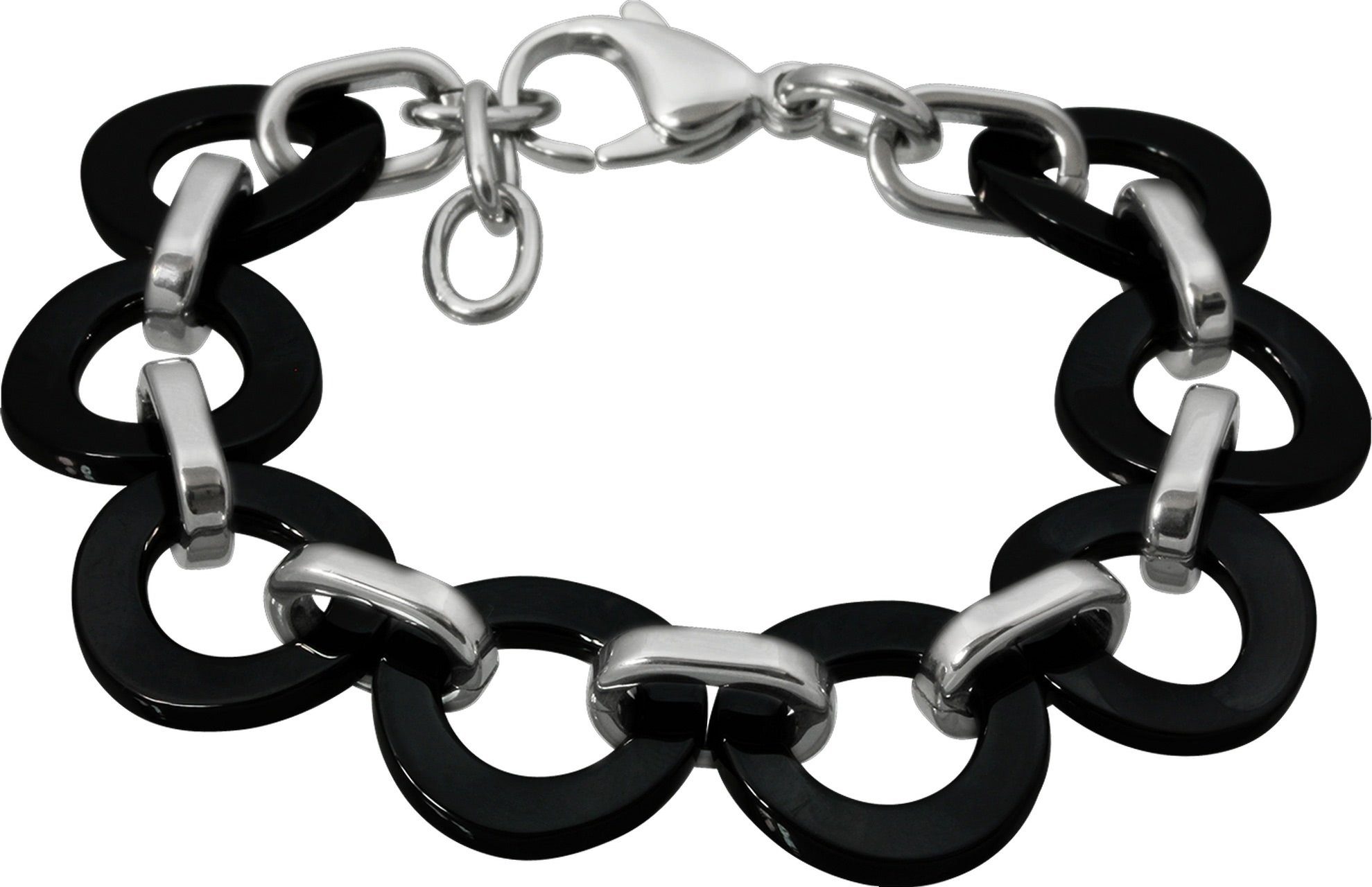 Edelstahlarmband Amello Ring Armband silber schwarz